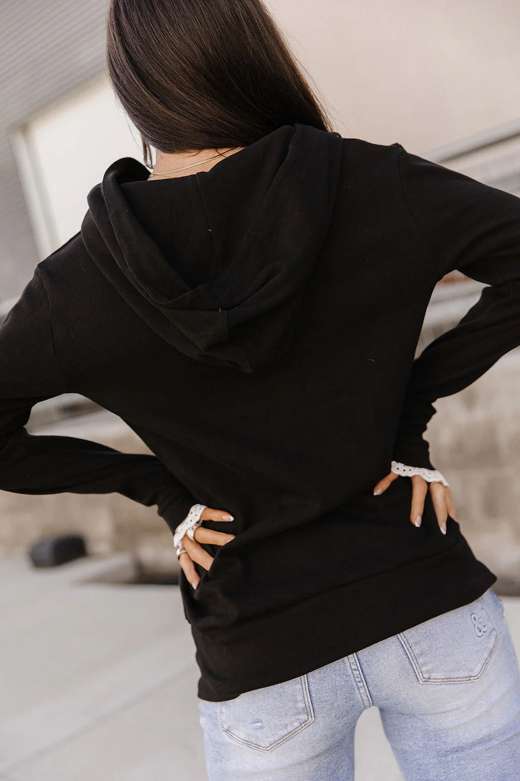 Henley Hoodie in Midnight Lace by Ampersand Ave