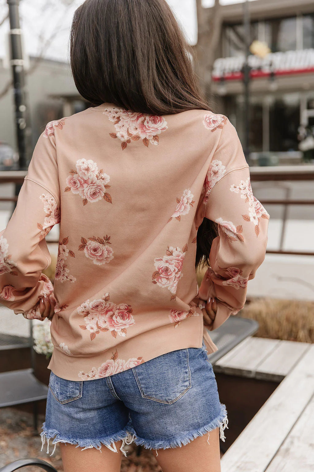 University Sideslit Pullover in Peachy Petals