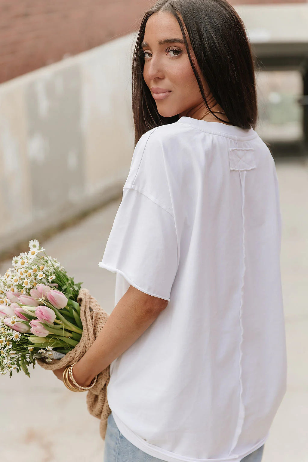 Boyfriend Tee in White by Ampersand Avenue