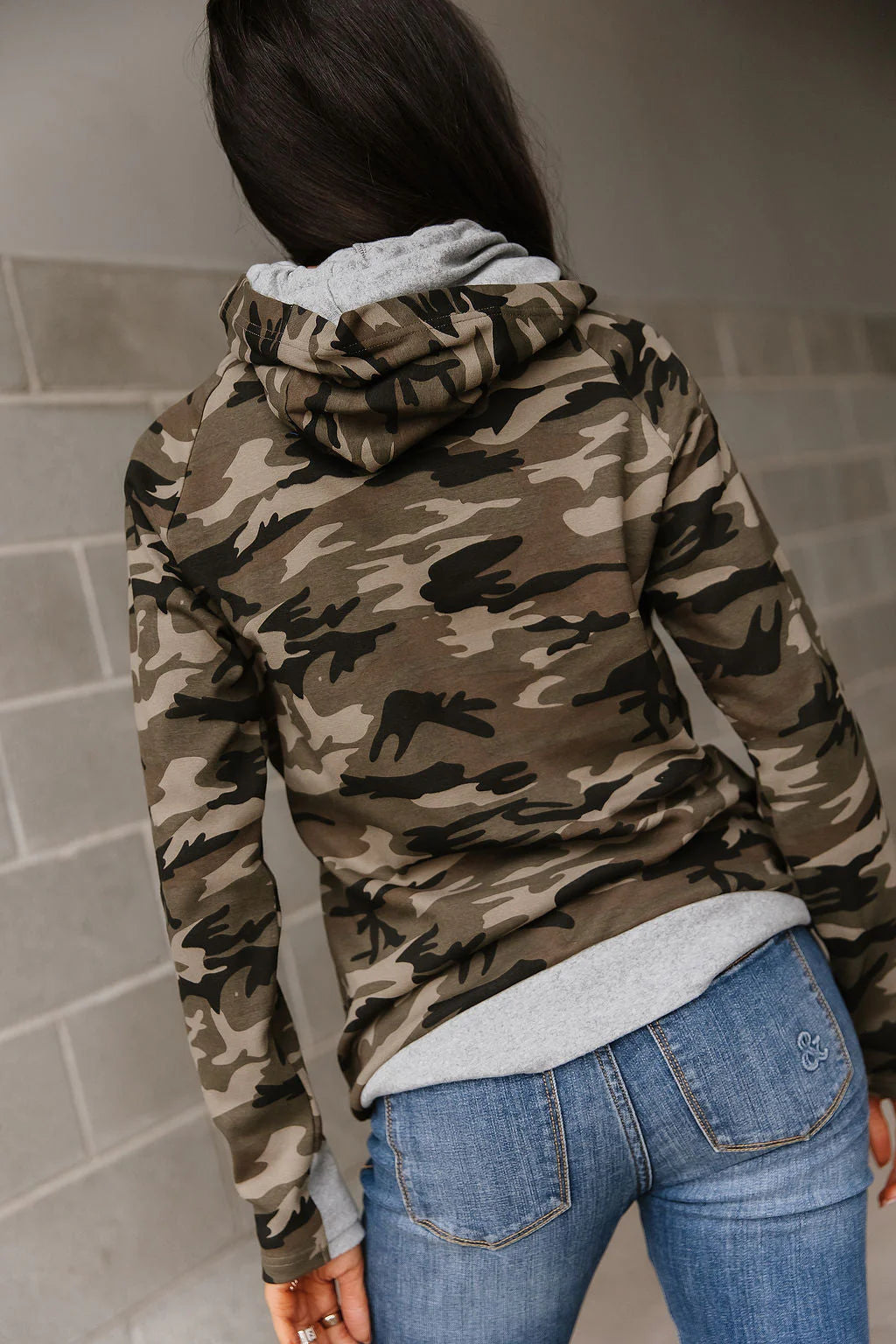 Doublehood Sweatshirt in Carry on Camo by Ampersand Avenue