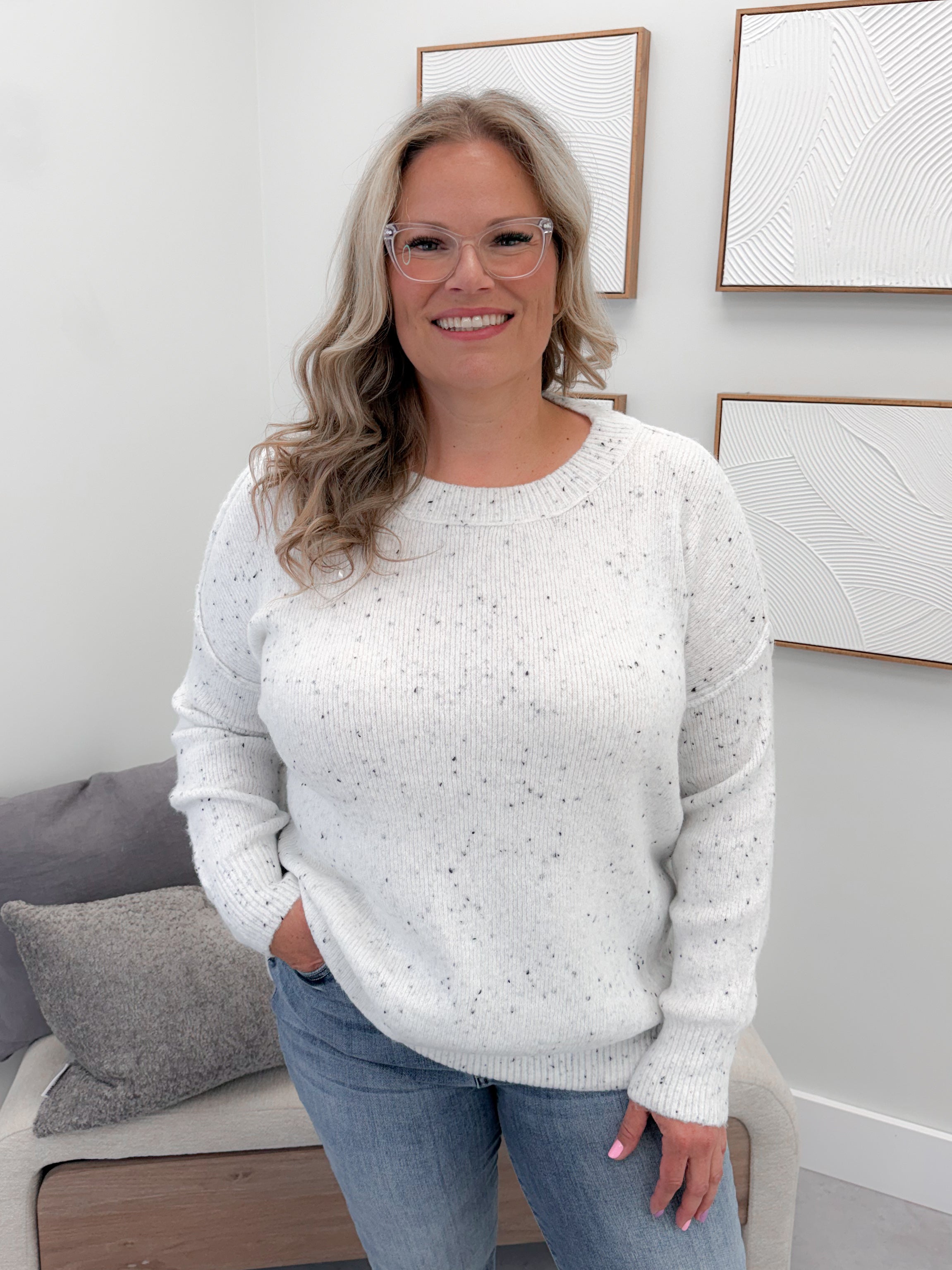 Britton Speckled Sweater in Ivory