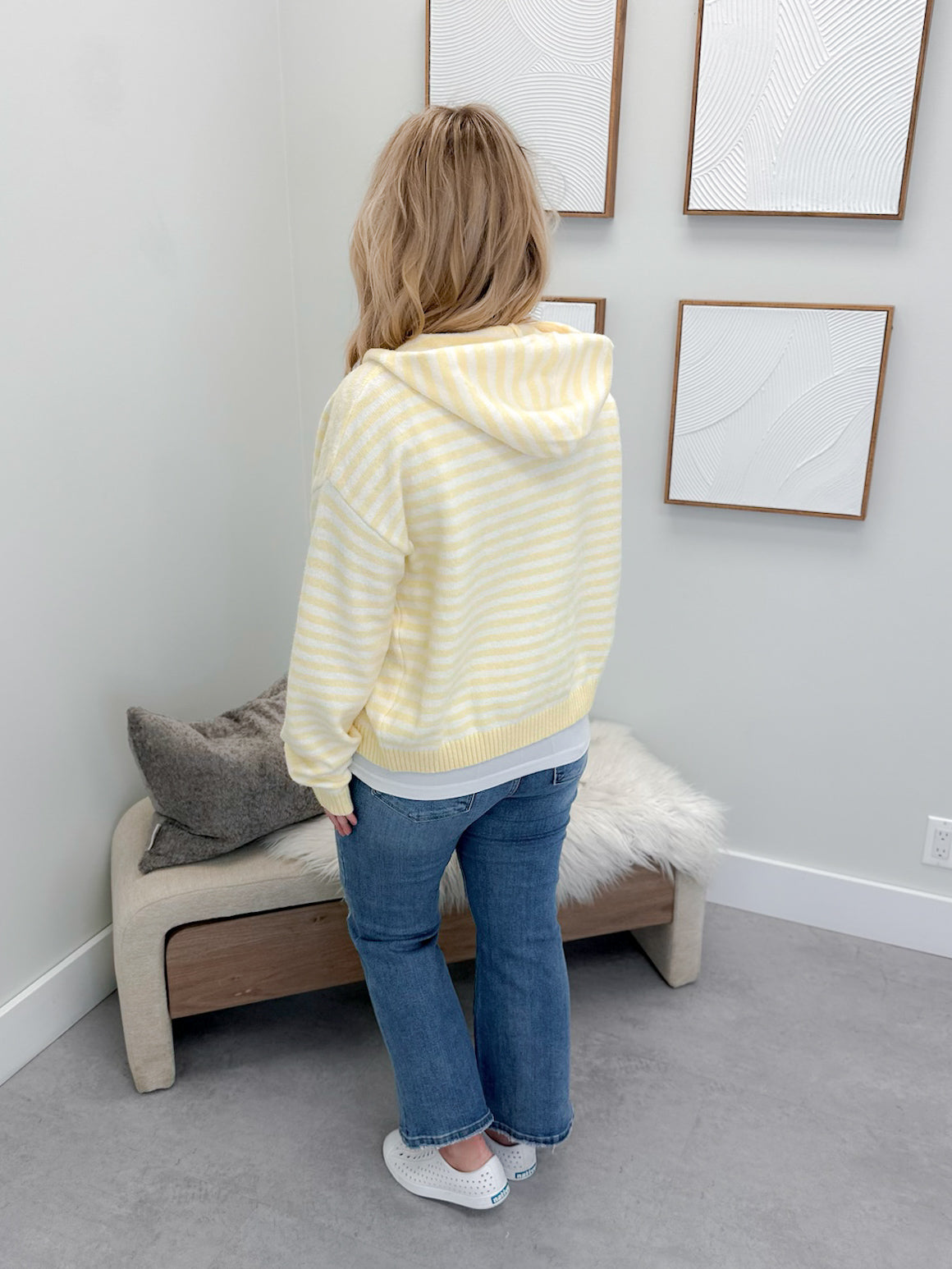 Sarah Cardigan in Striped Butter
