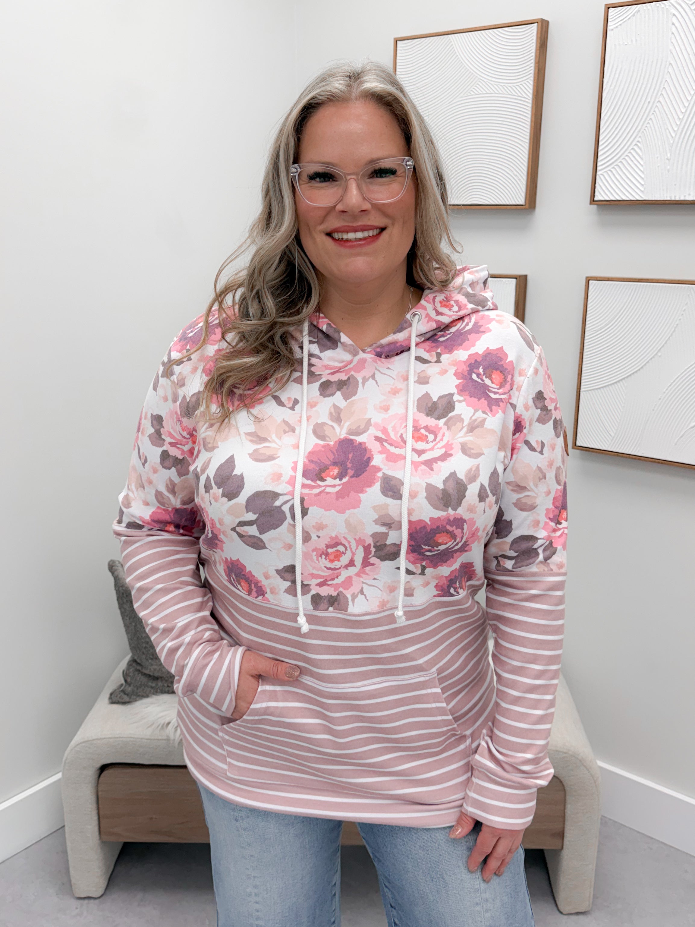 Bea Hoodie in Autumn Blossom Stripe