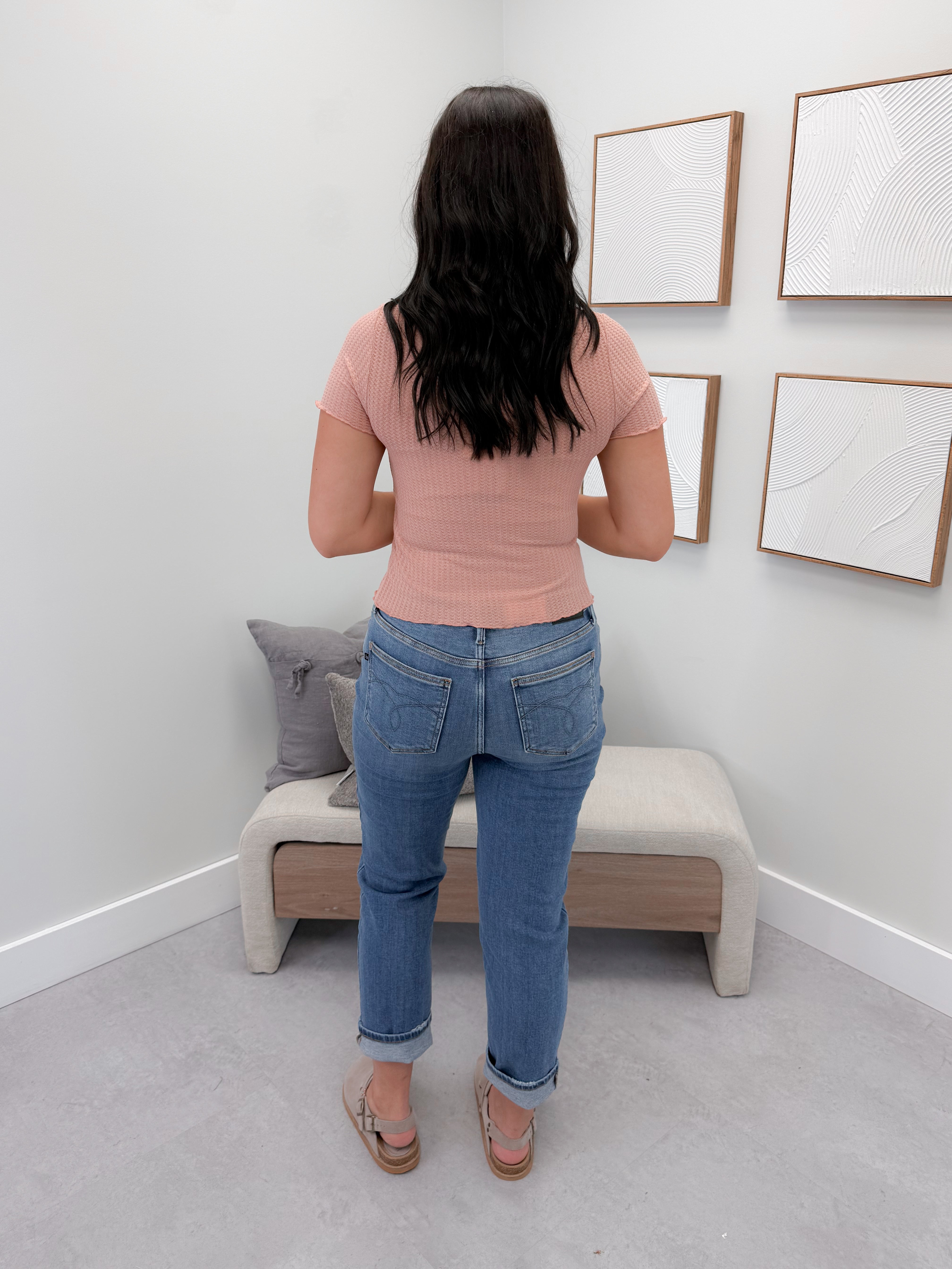 Viola Waffle Tee in Blush