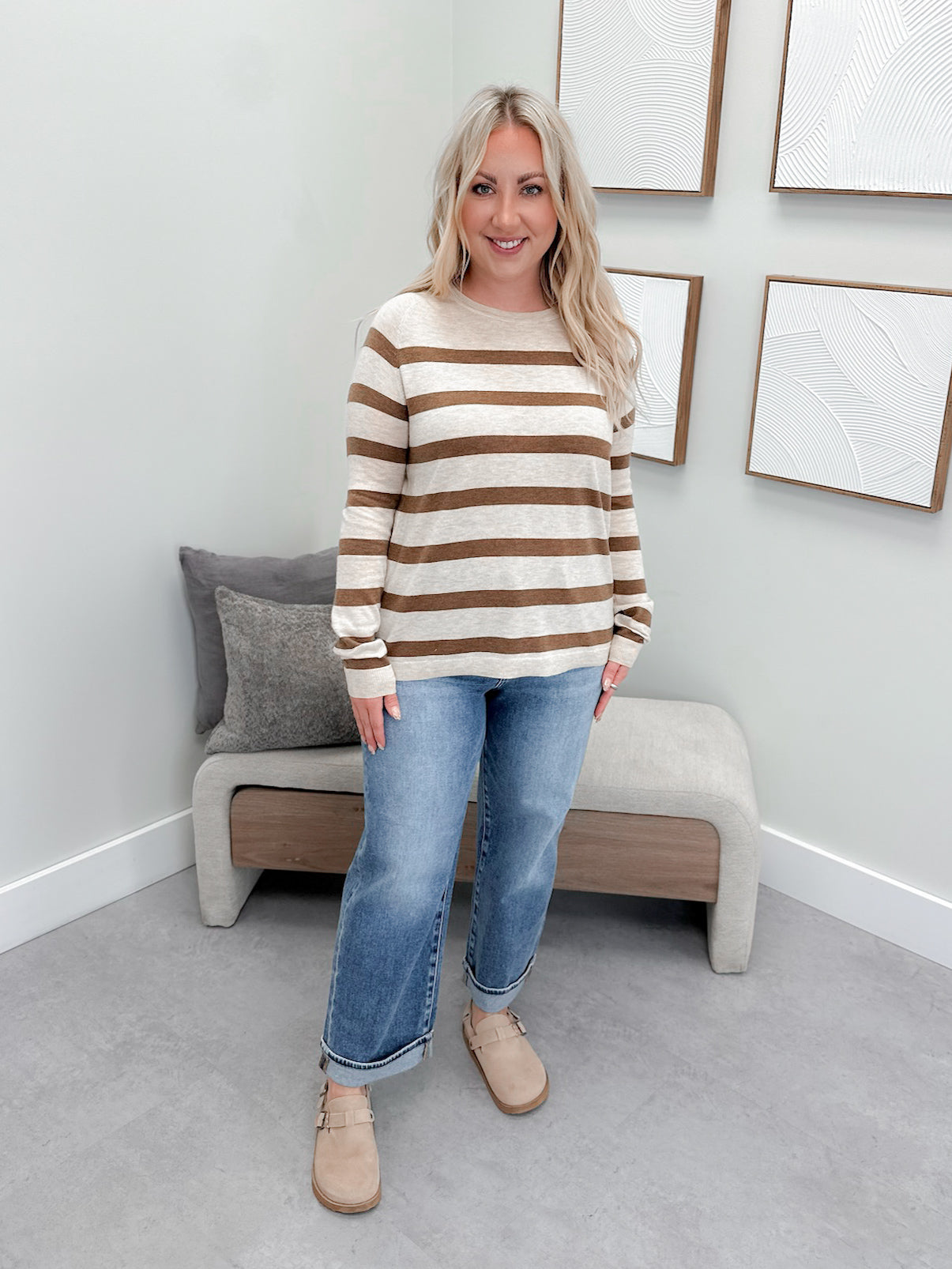 Jasper Sweater in Striped Mocha
