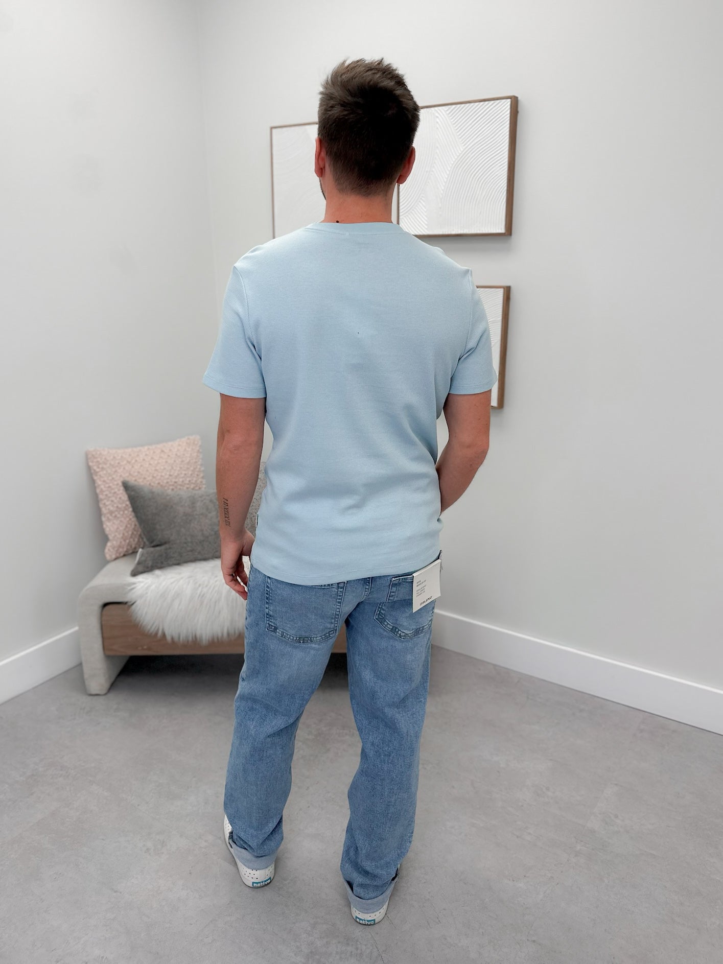 Henry Waffle Tee in Blue