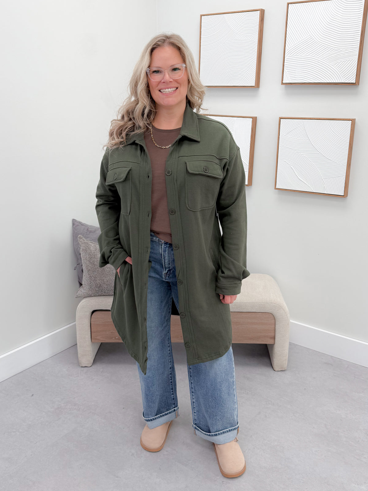 501 Shacket in Olive by Twenty Nine the Label