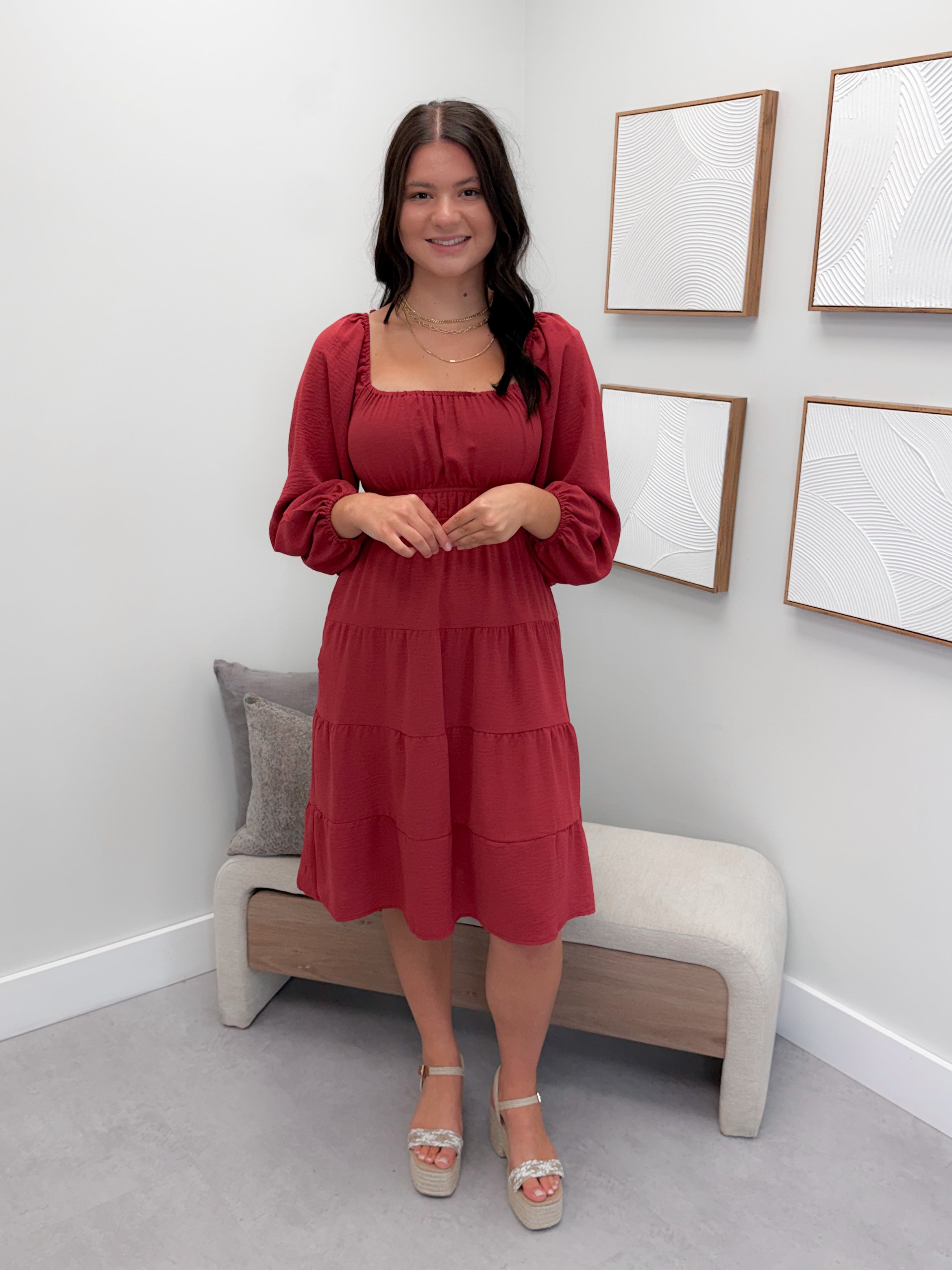 Elda Dress in Brick