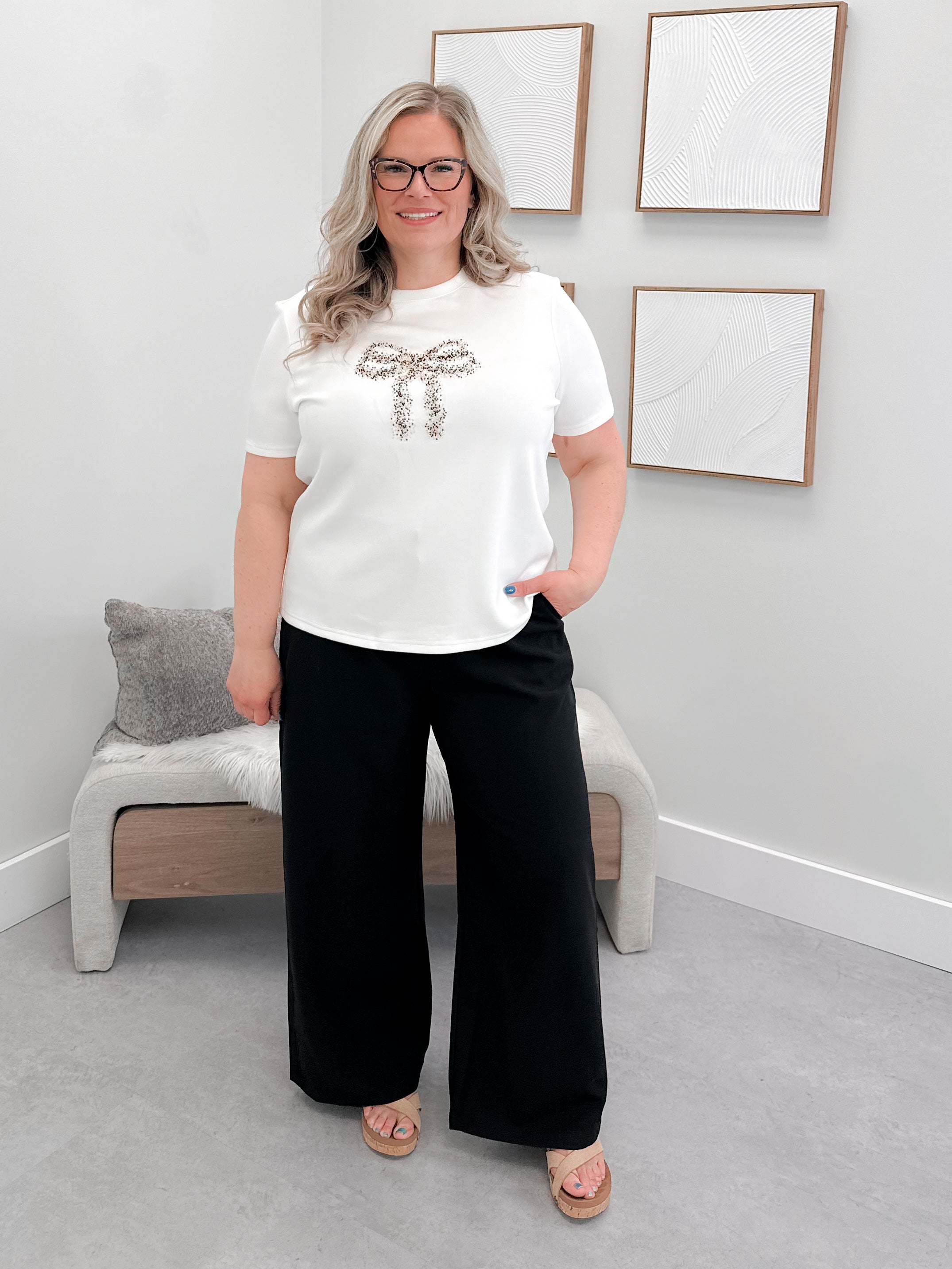 Betty Bow Tee in Off White