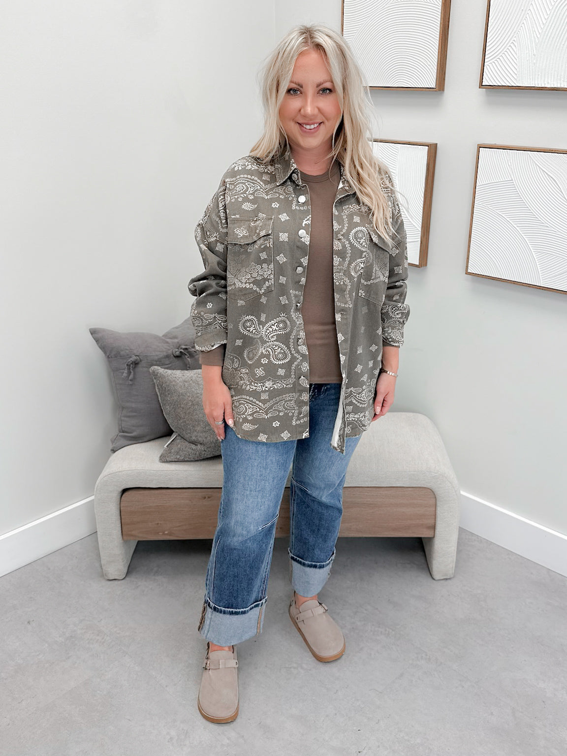 Paisley Shacket in Army