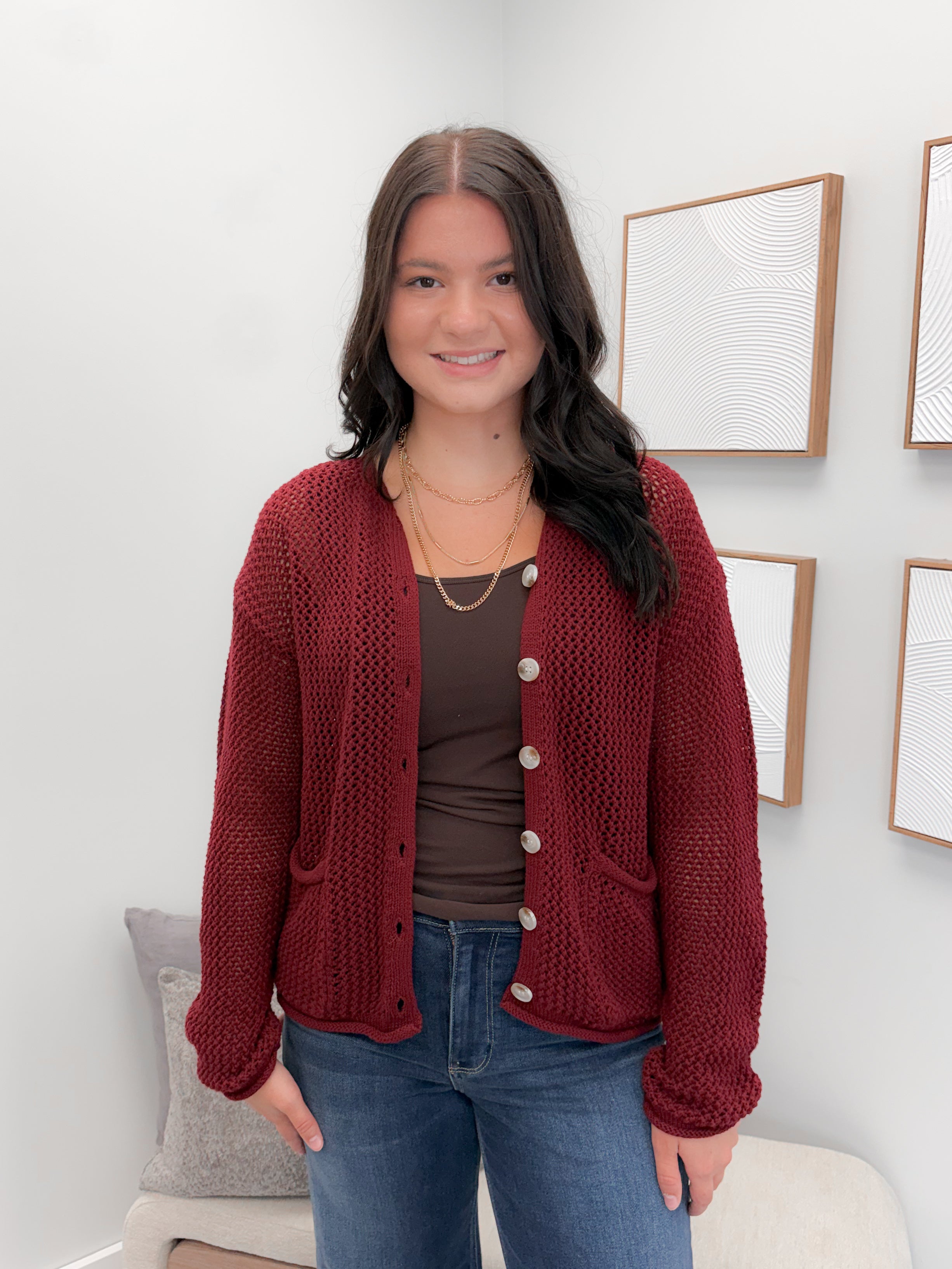 Liza Cardigan in Wine