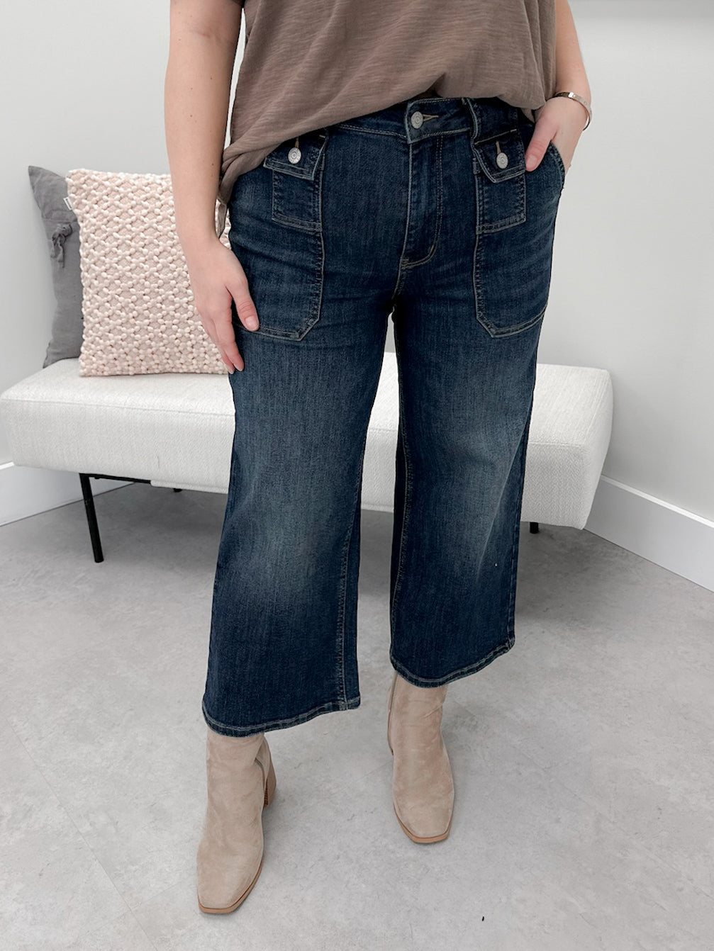 Journey Wide Leg Crop Utility Jeans by Judy Blue