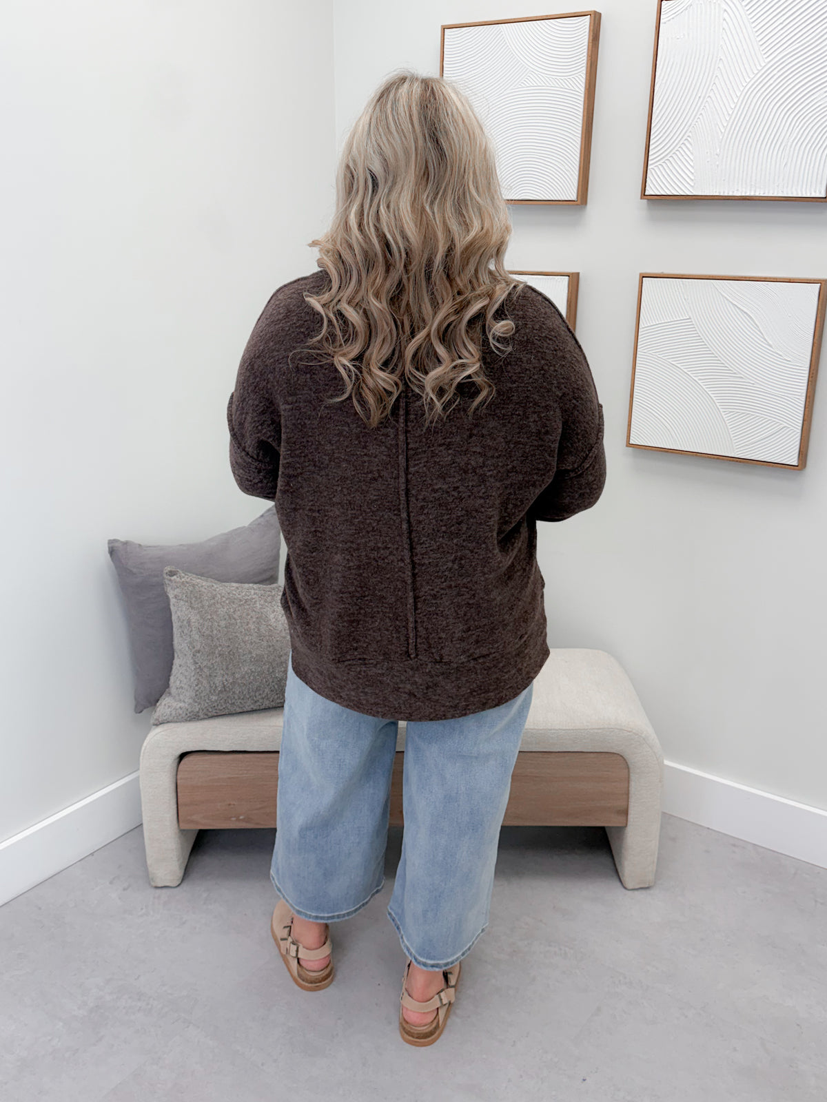 Denton Brushed Pullover in Brown