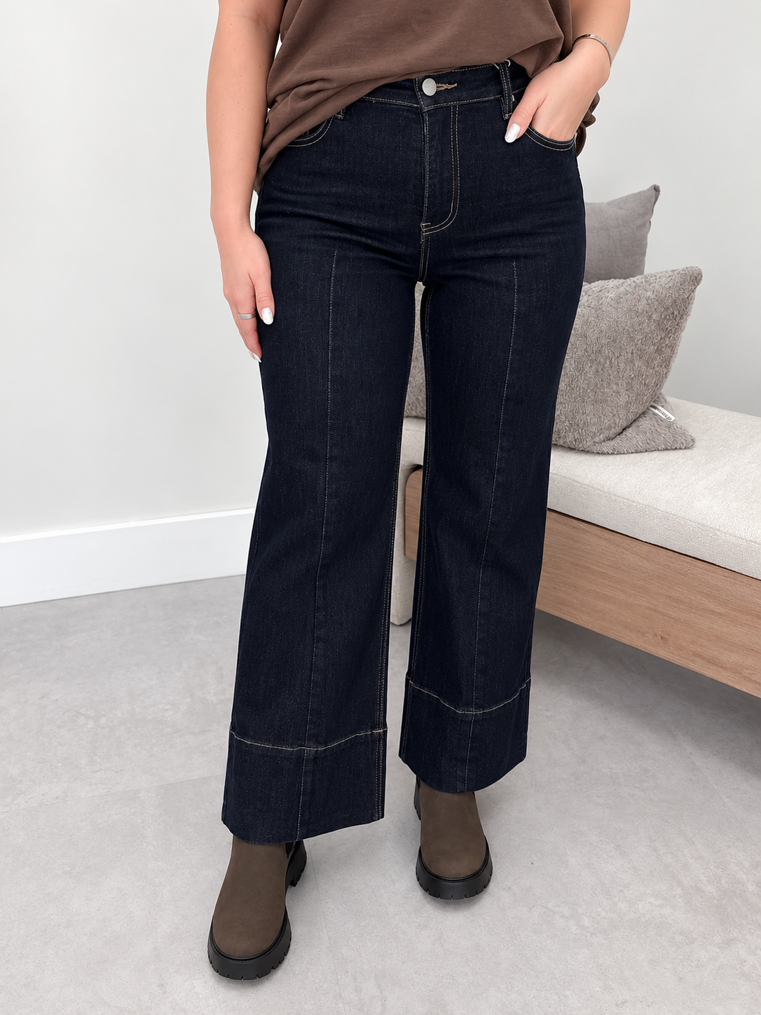 Sybil Tummy Control Cropped Wide Leg Jeans by Risen
