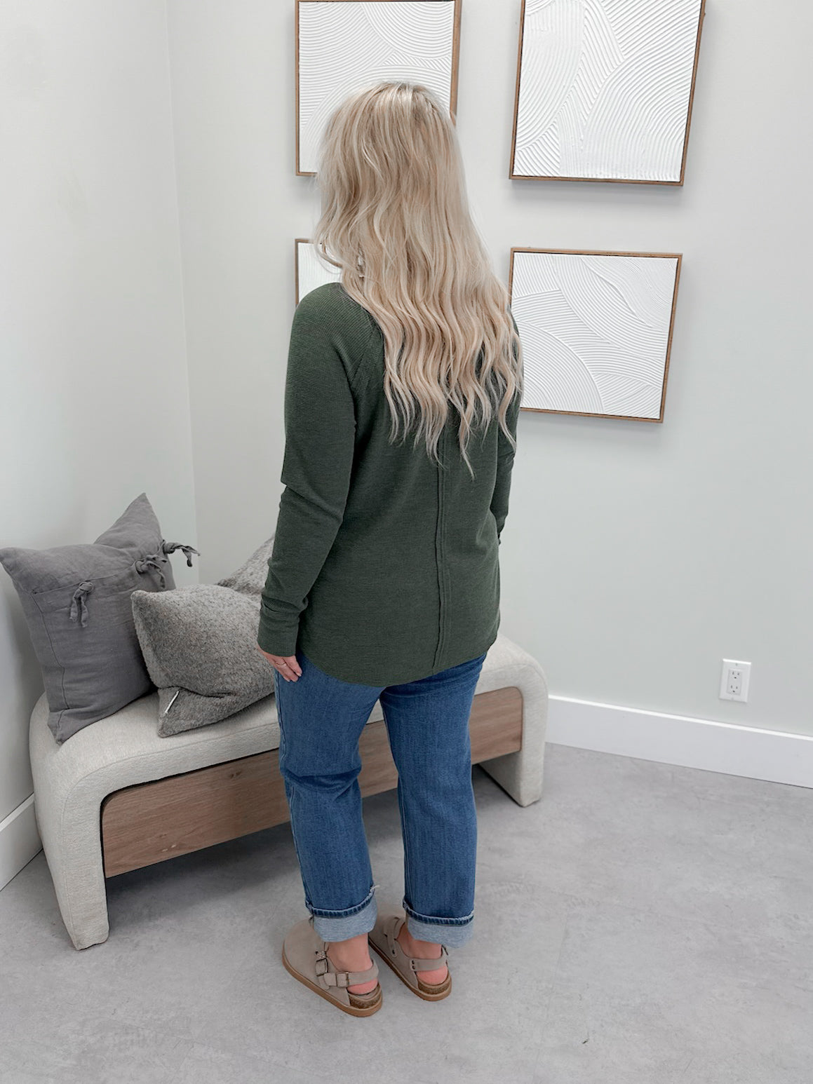 Emory Waffle Long Sleeve in Olive