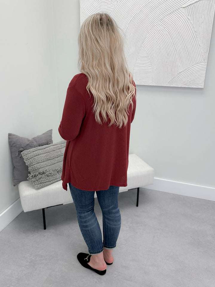 Carter Cardigan in Wine