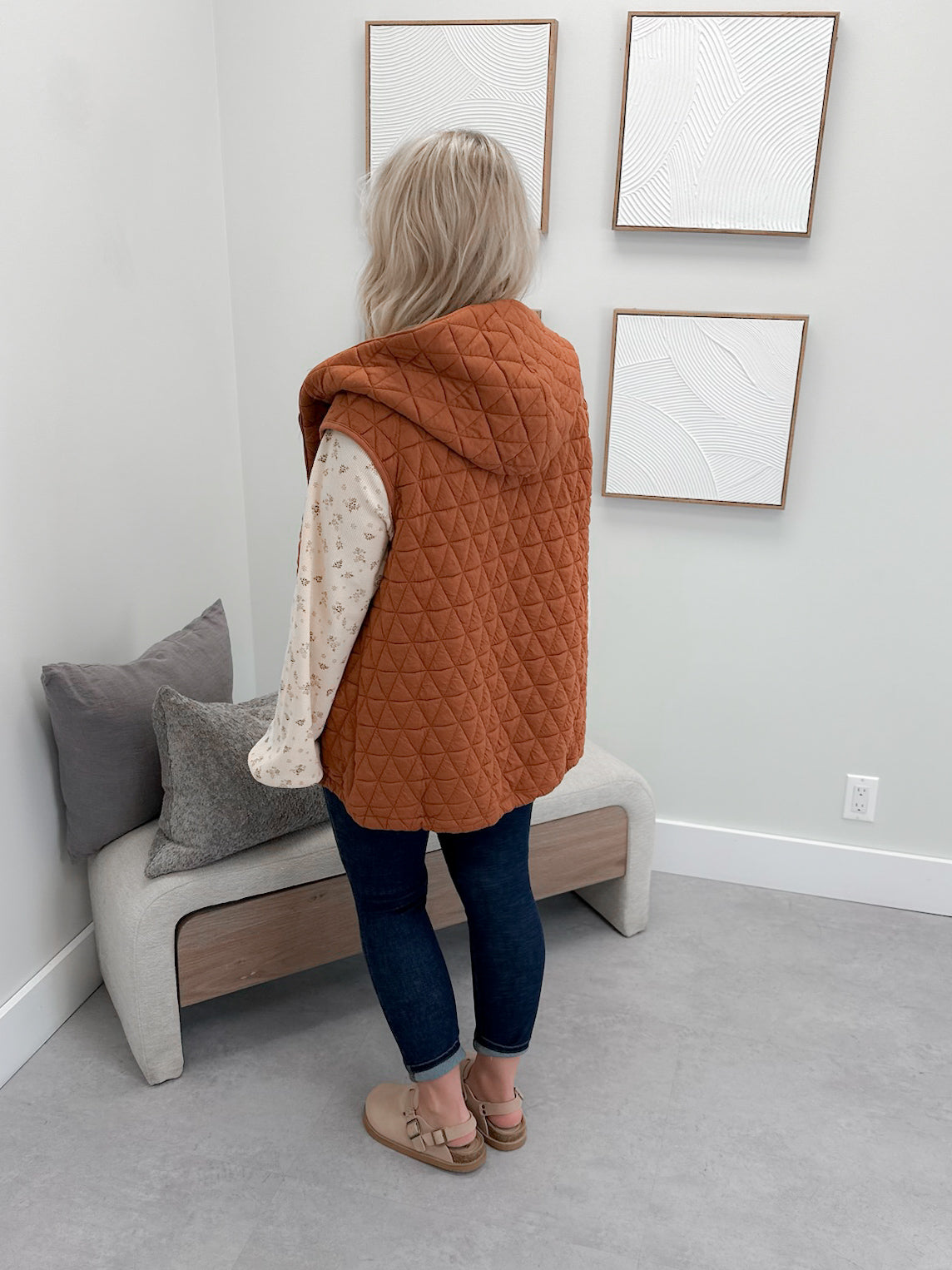 Stowe Quilted Vest in Rust