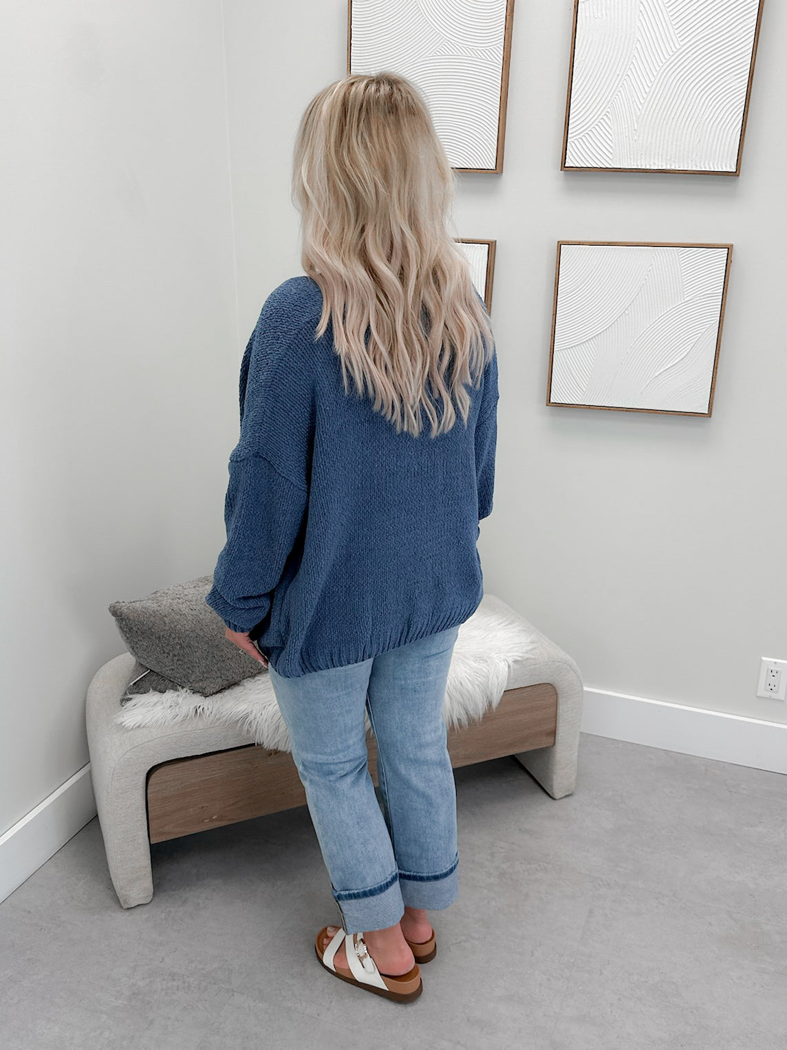 Katana Cardigan in Denim Blue