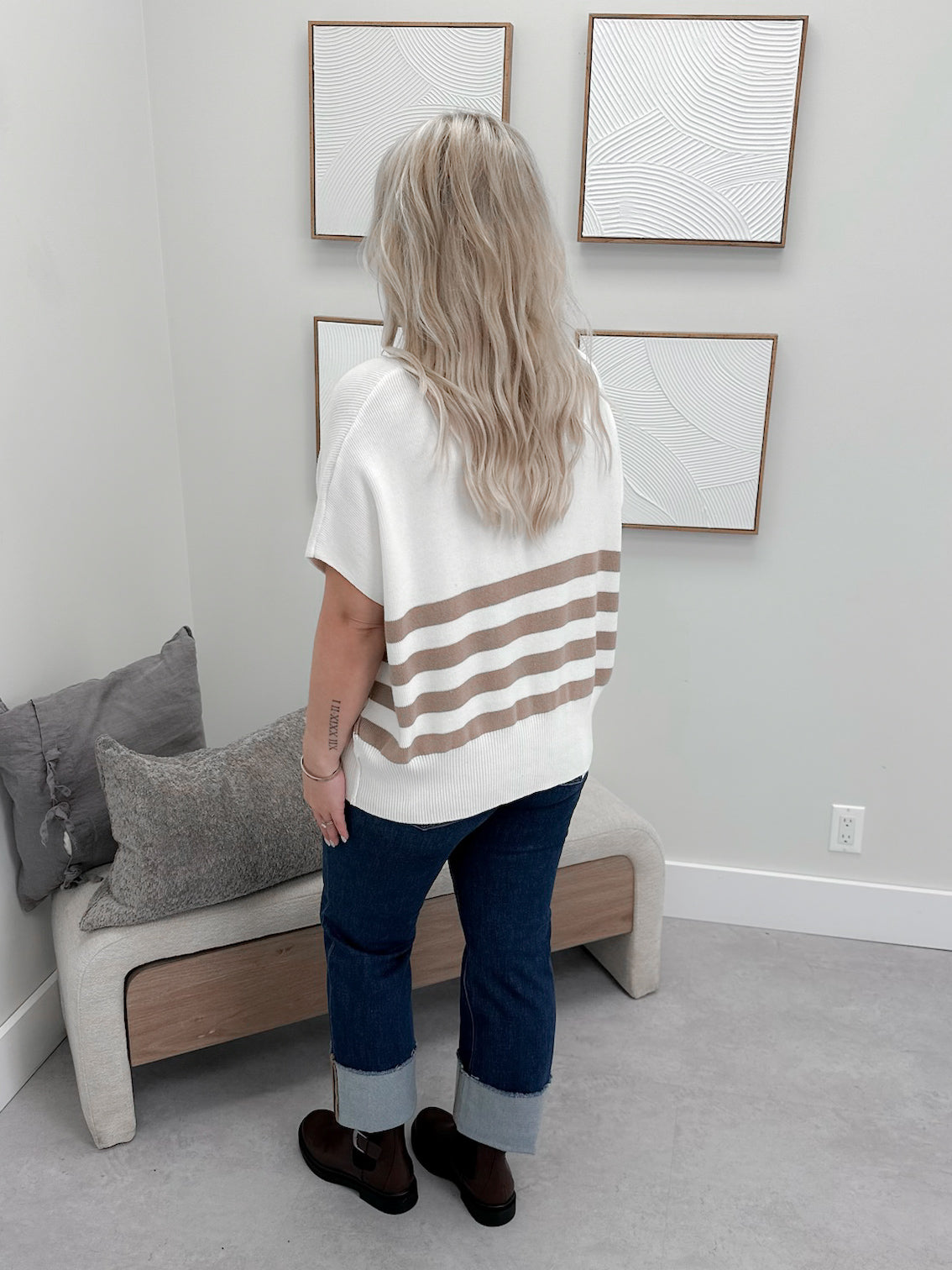 Erin Sweater in Taupe Stripe