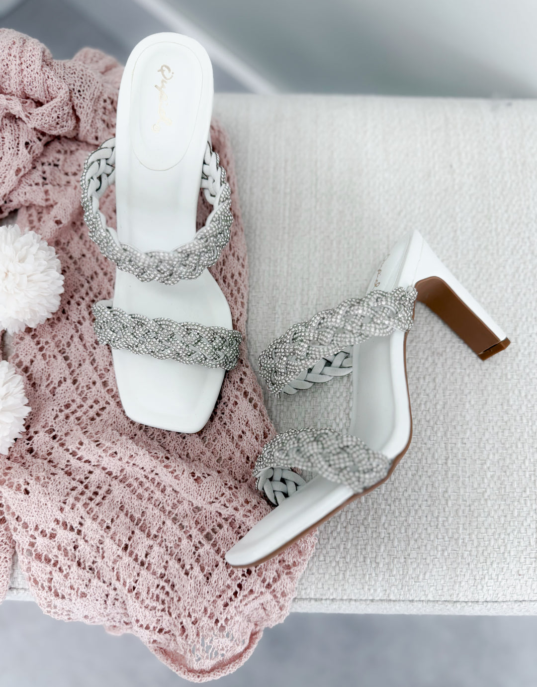 Kelly Rhinestone White Sandal