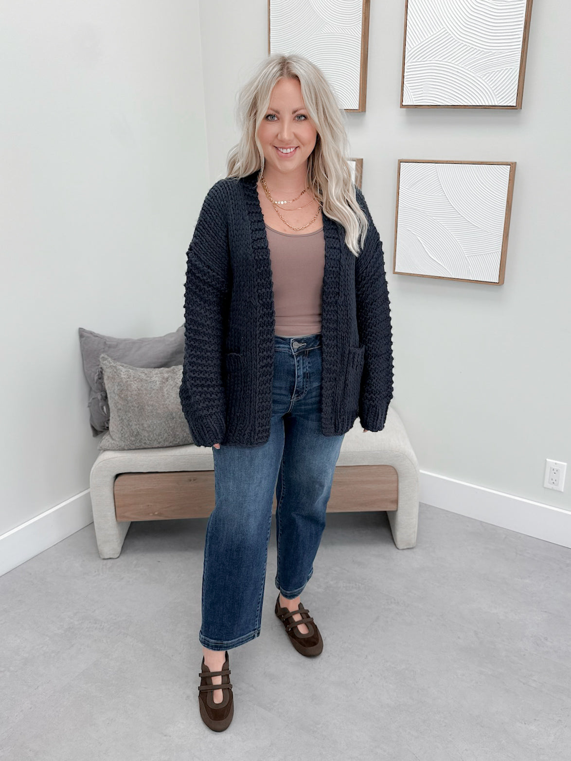 Andi Heart Cardigan in Navy