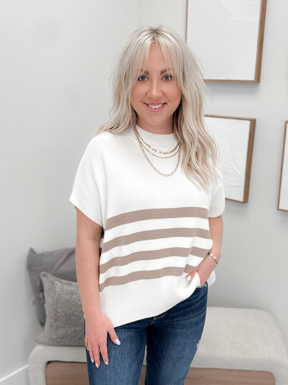 Erin Sweater in Taupe Stripe