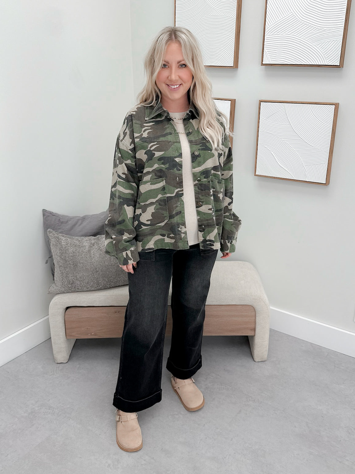 Jaslyn Camo Denim Jacket