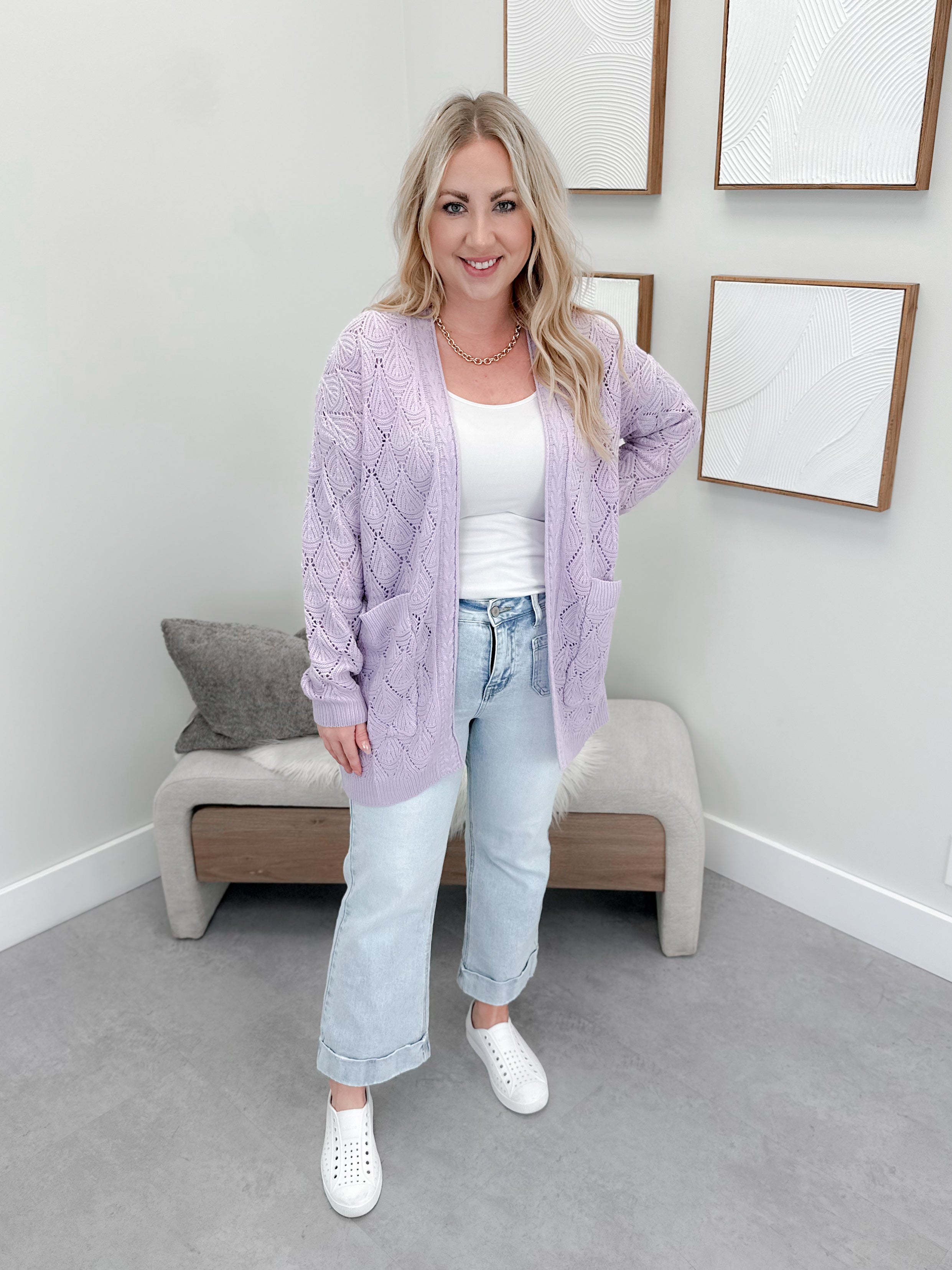 Astrid Knit Cardigan in Lavender