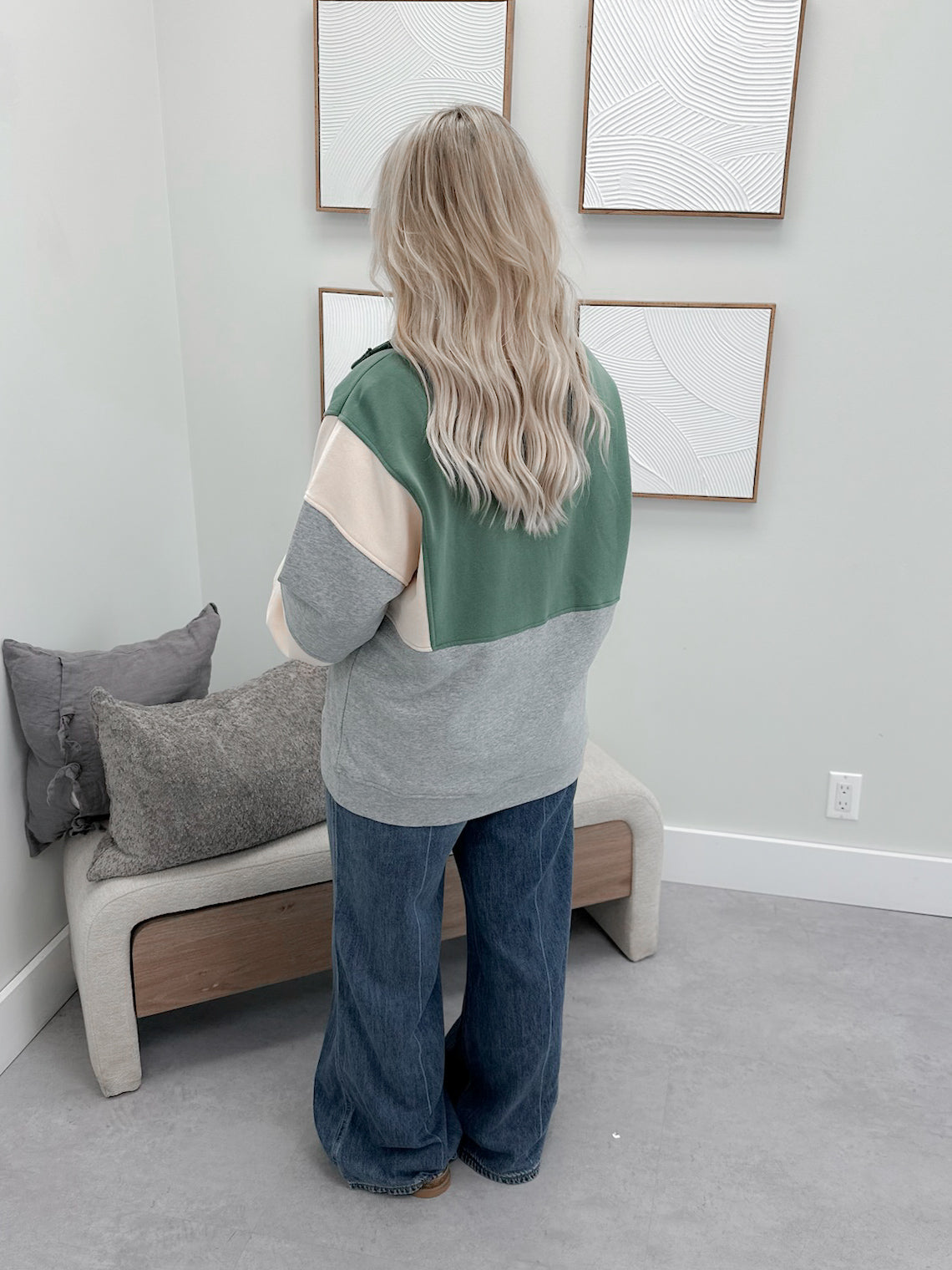 Rudy Color Blocked Pullover in Sage