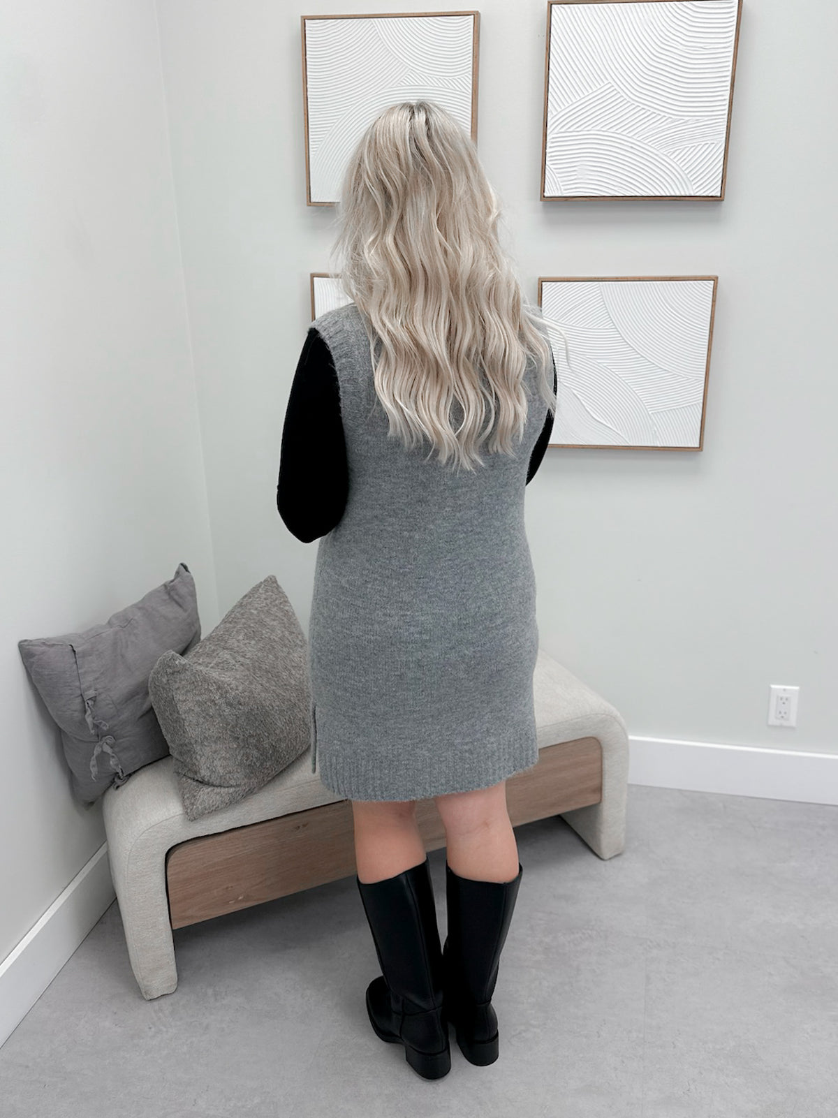 Zaylee Sweater Dress in Silver Grey