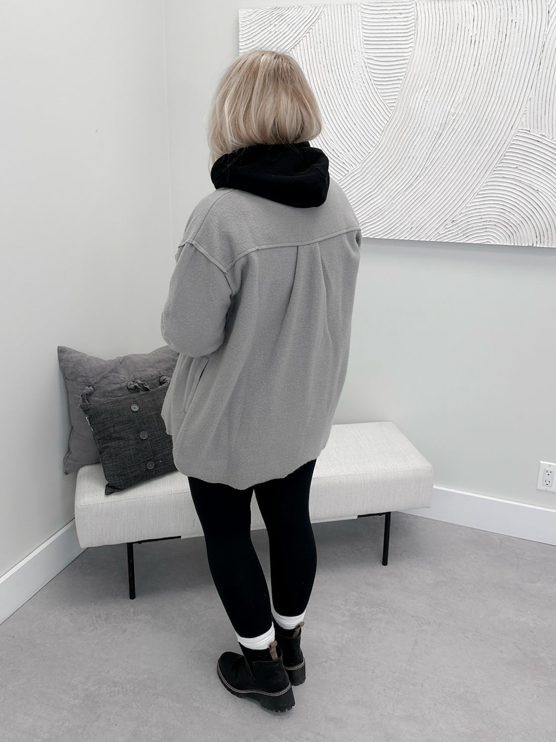 Faran Fleece Shacket in Fog