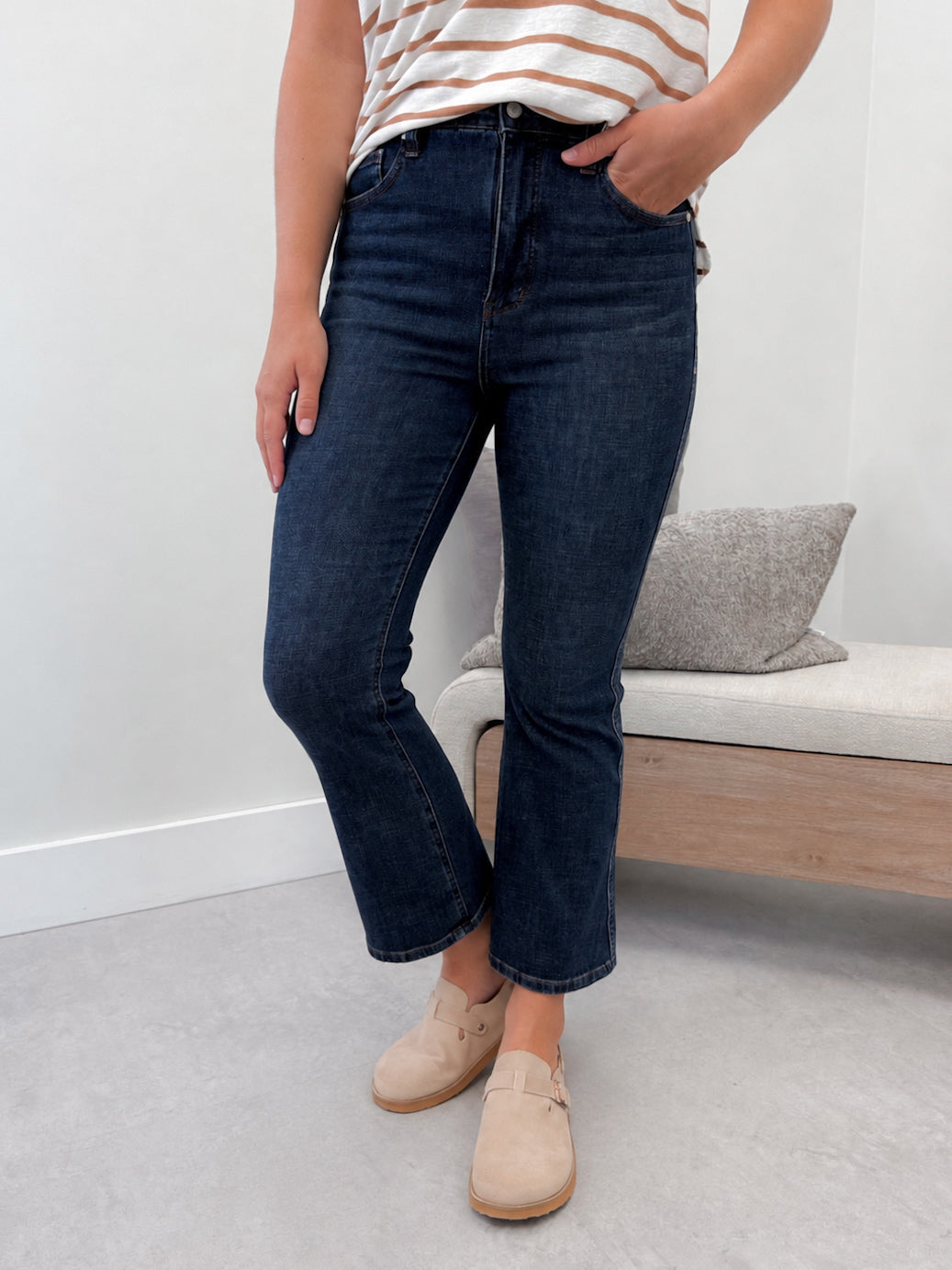 Amy Kick Flare Dark Wash Tummy Control Jeans by Judy Blue