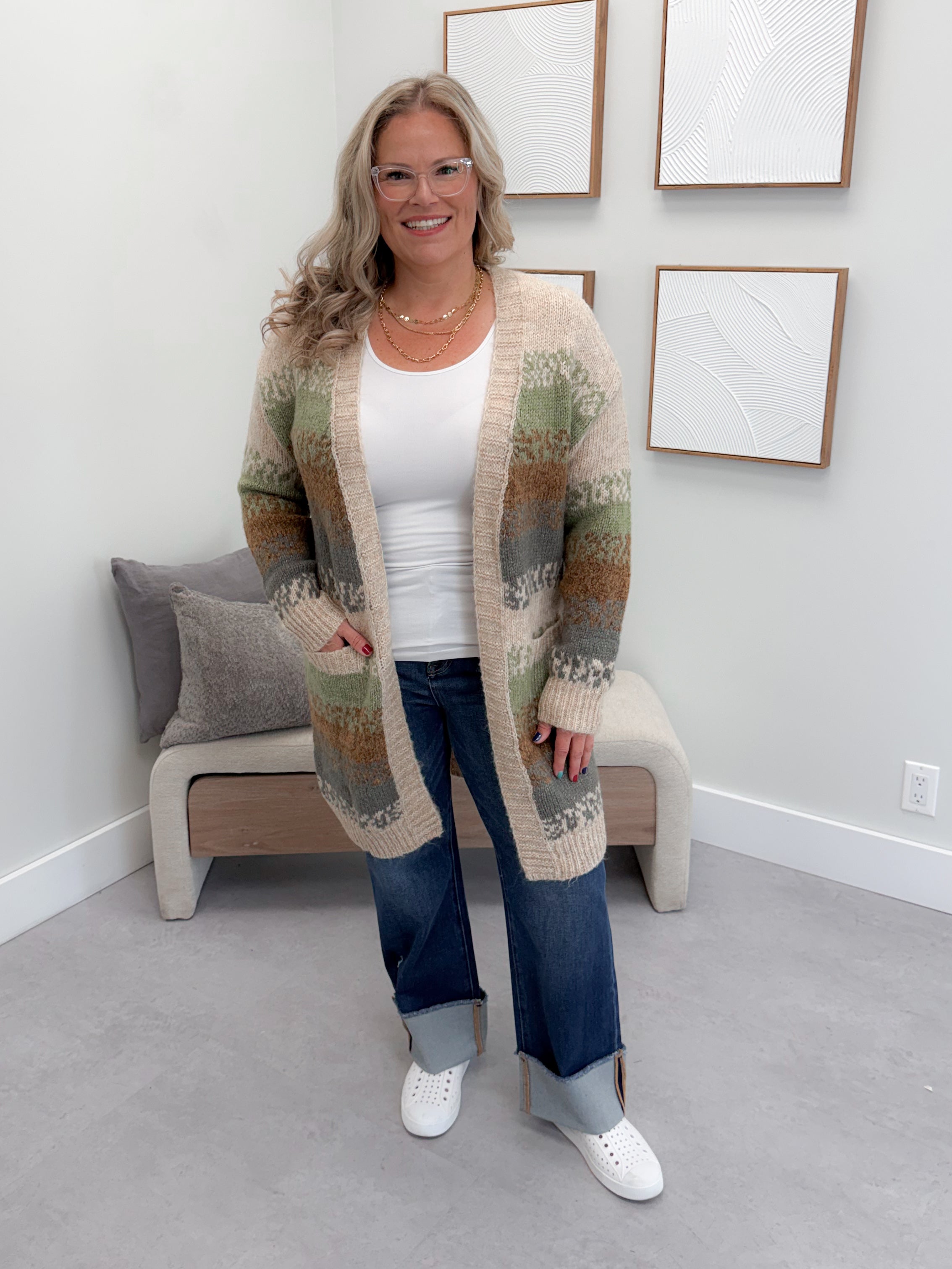 Newport Cardigan in Earthy Olive