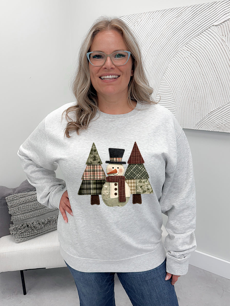 Patch Work Snowman Graphix Pullover / Hoodie
