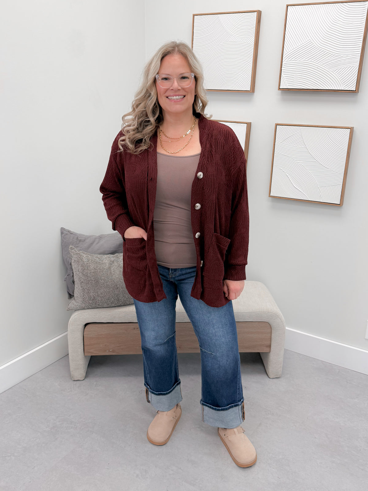 Quinn Cardigan in WIne