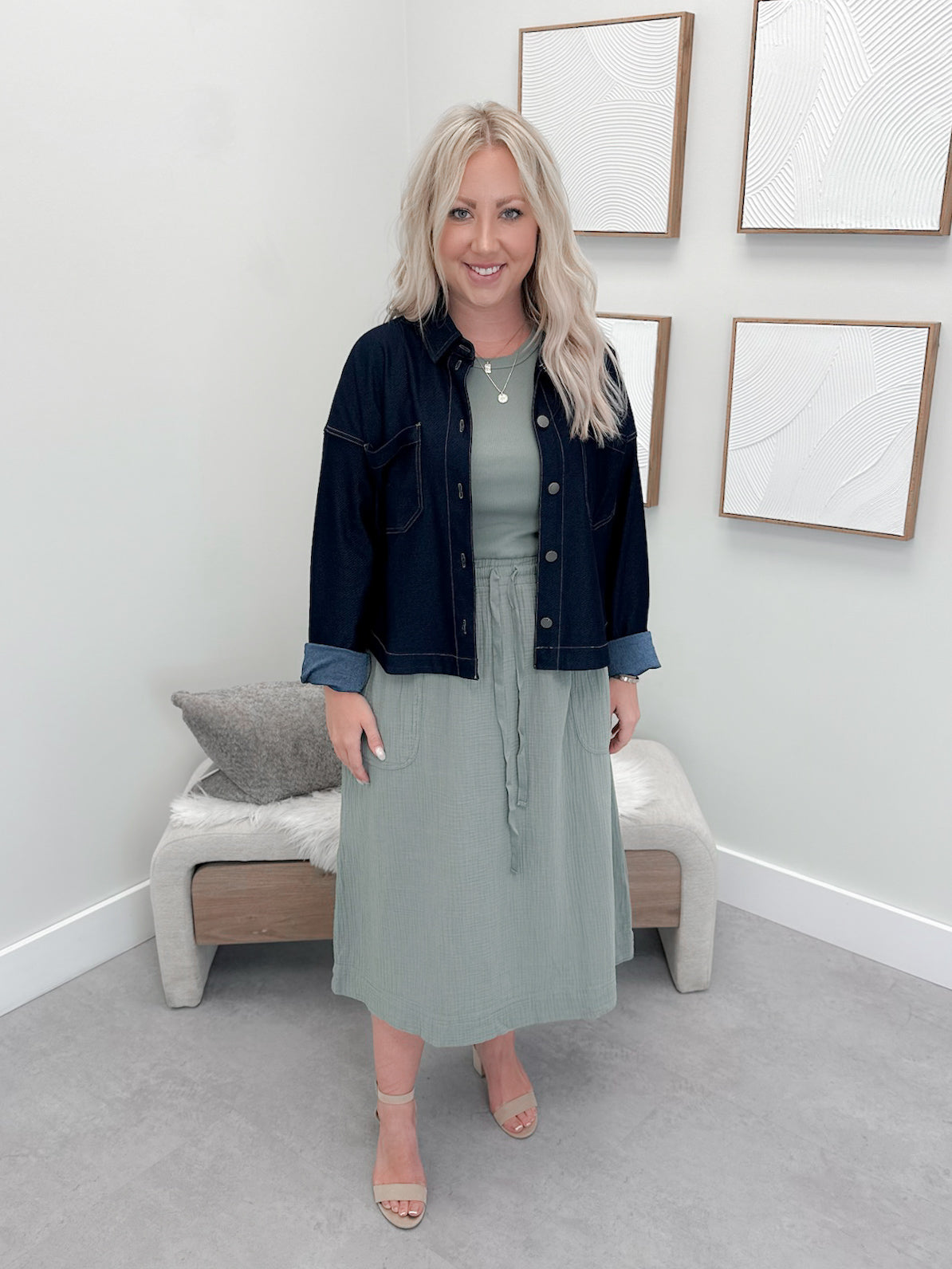 Kenna Shacket in Dark Wash