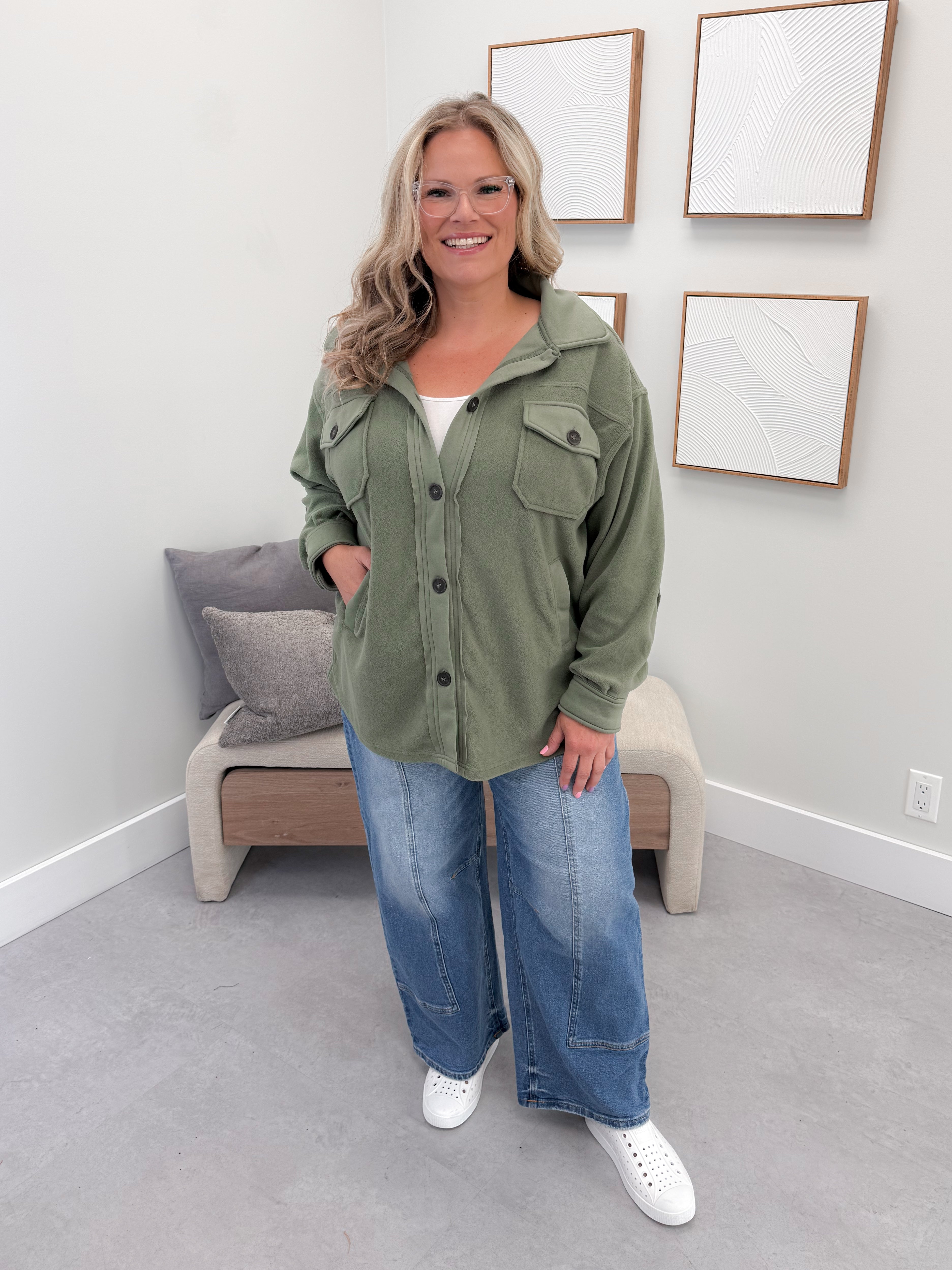 Vesta Shacket in Olive
