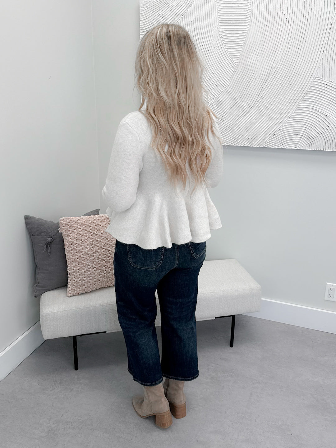 Soulmate Peplum Sweater in Cream