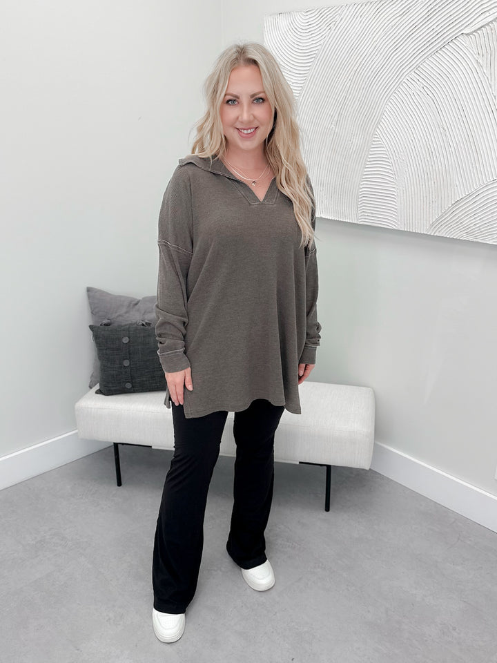 Winona Waffle Pullover in Espresso