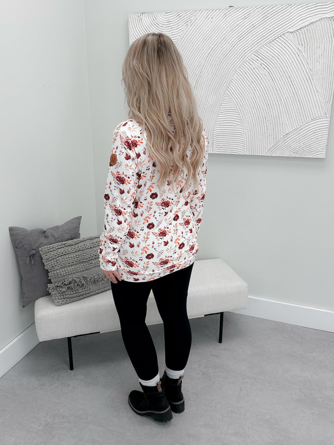 Genny Funnel Neck Pullover in Autumn Floral