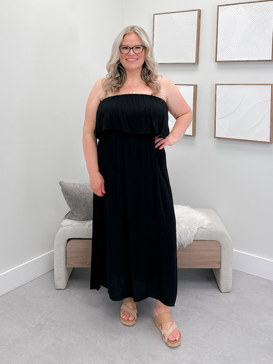 Dresden Strapless Dress in Black
