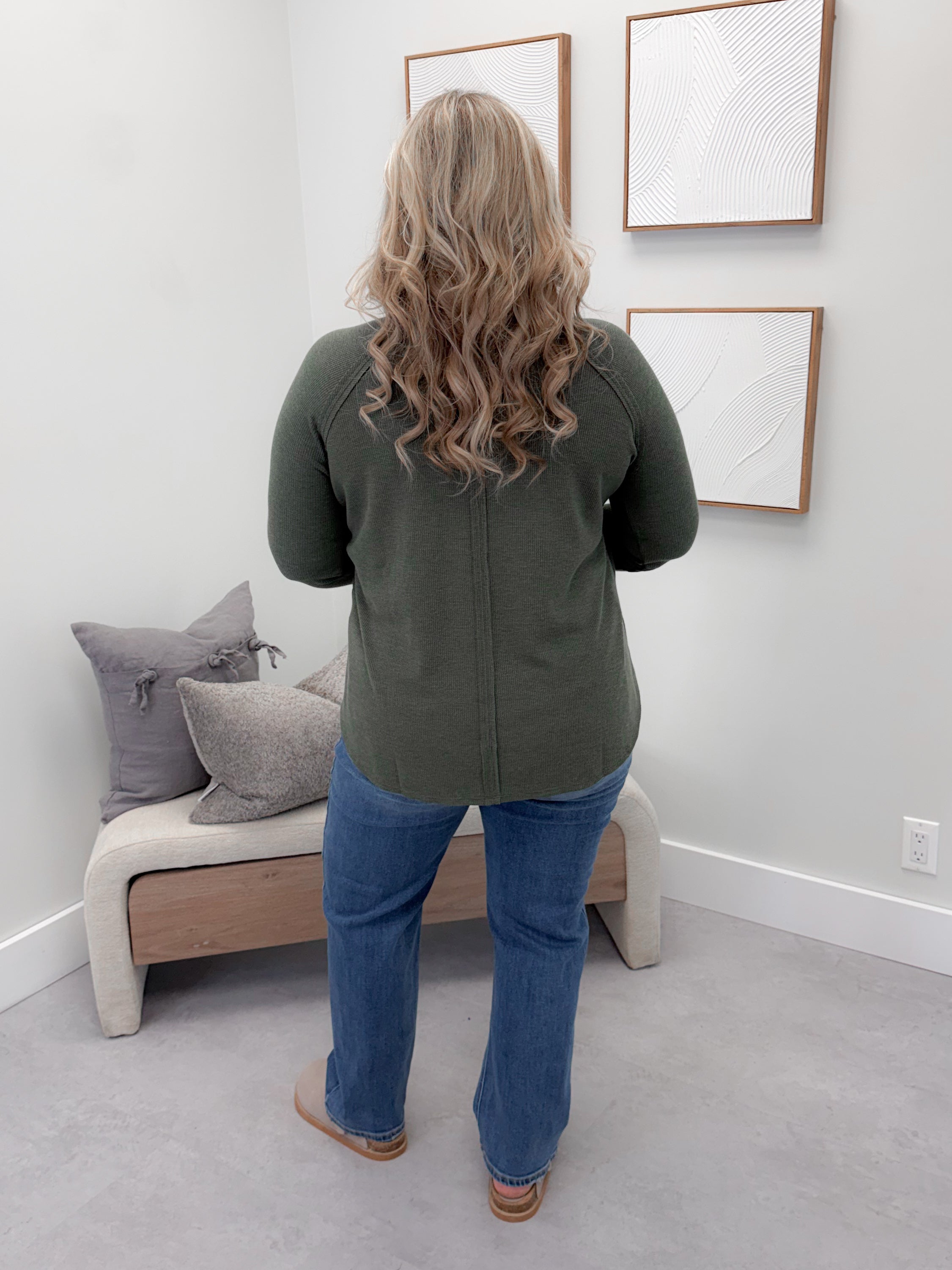 Emory Waffle Long Sleeve in Olive