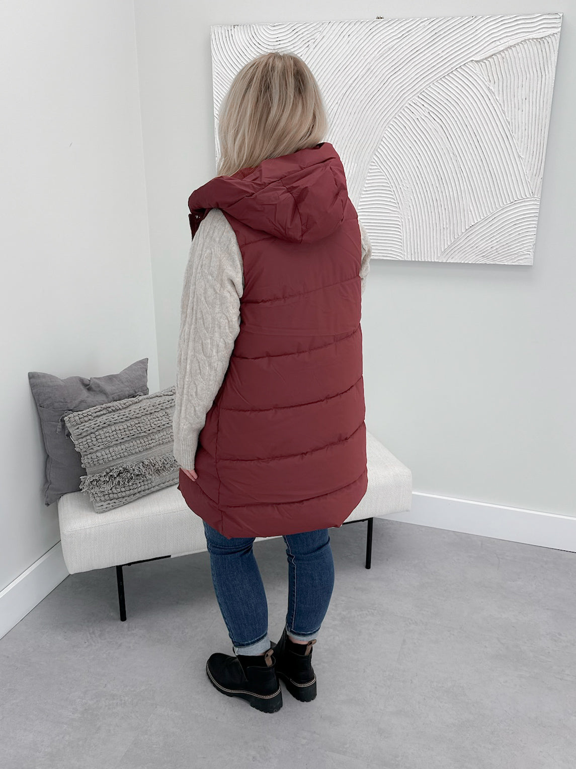 Timber Vest in Burgundy - Size Small