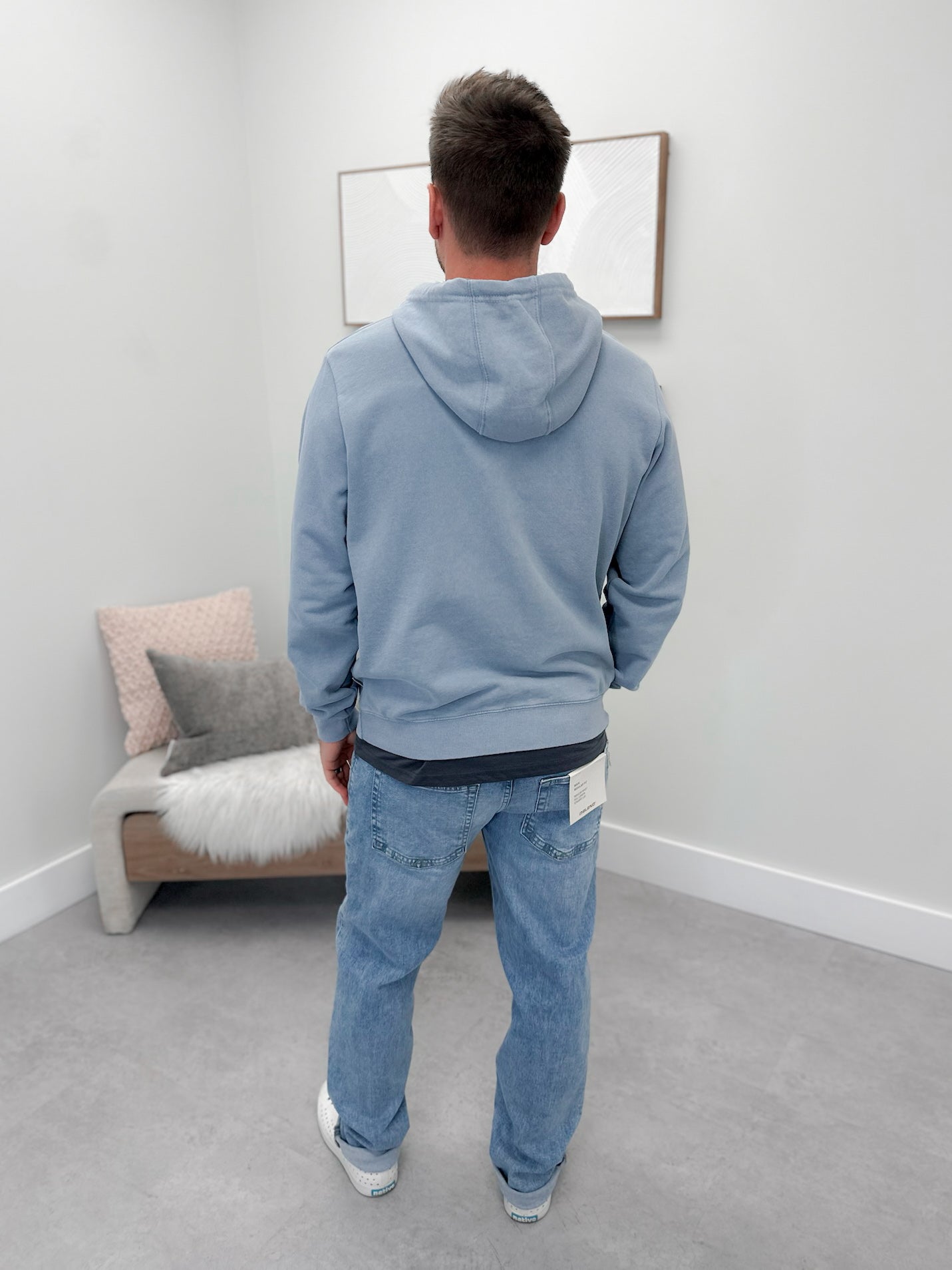 Creed Mens Hoodie in Faded Denim