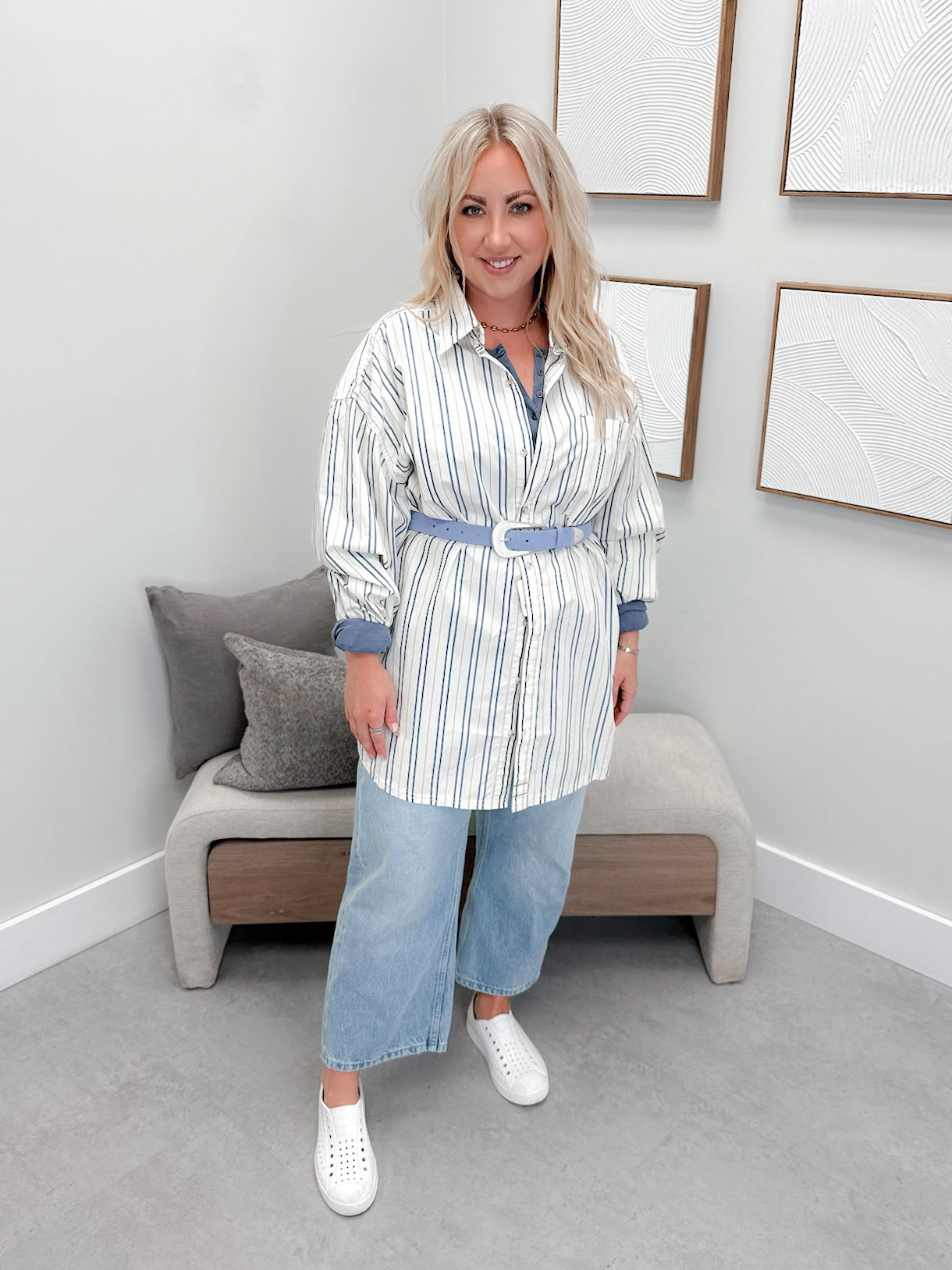 Freddie Striped Shirt in Ivory Combo by Free People