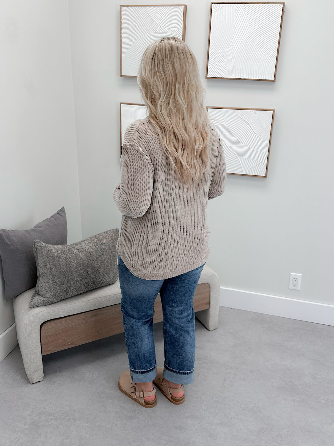 Tait Waffle Pullover in Mocha