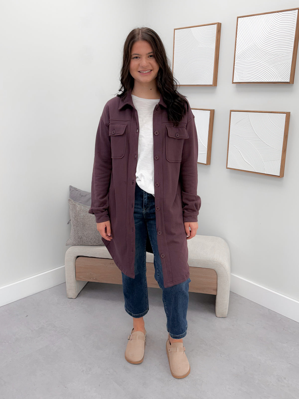 501 Shacket in Plum by Twenty Nine the Label
