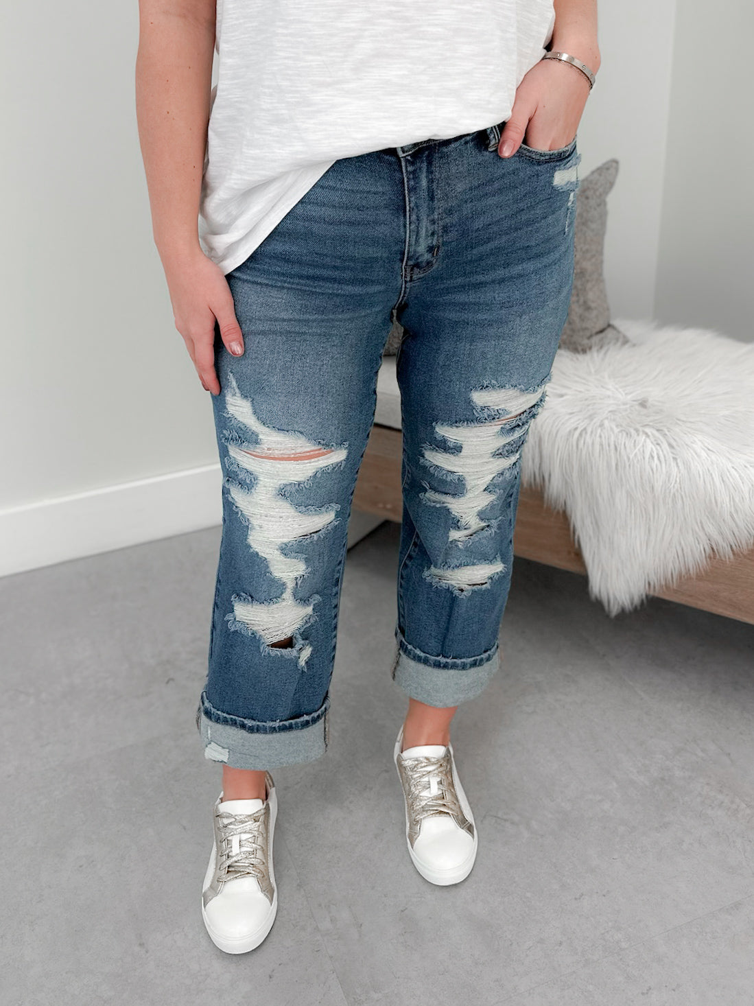 Milo Distressed Straight Leg Jeans by Judy Blue