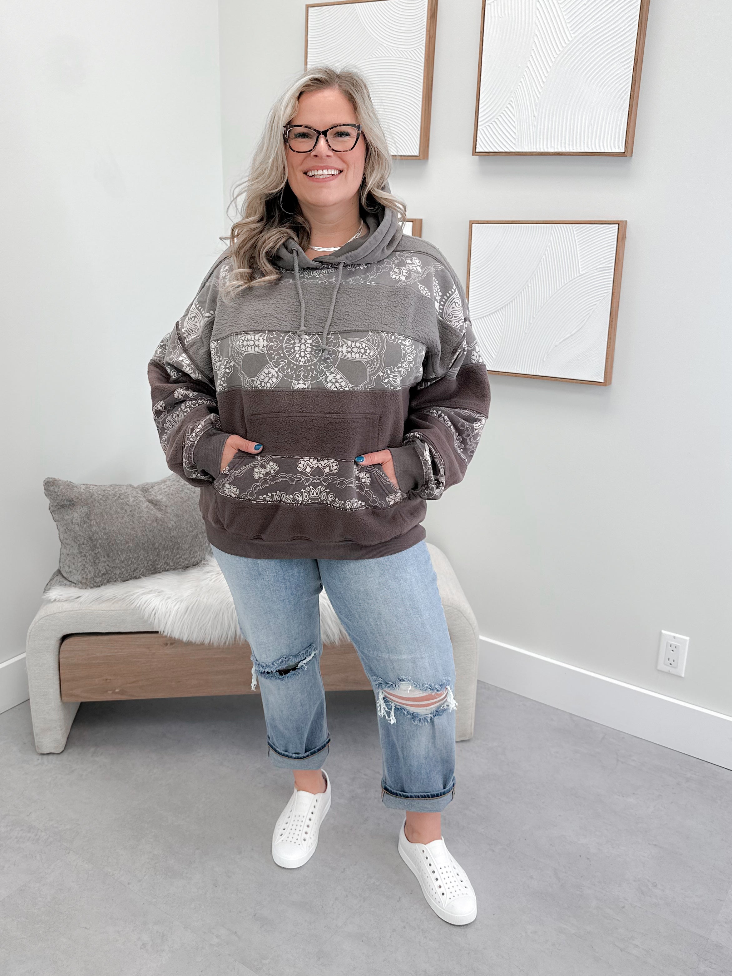 Final Call Bandana Logo Hoodie in Chocolate By Free People