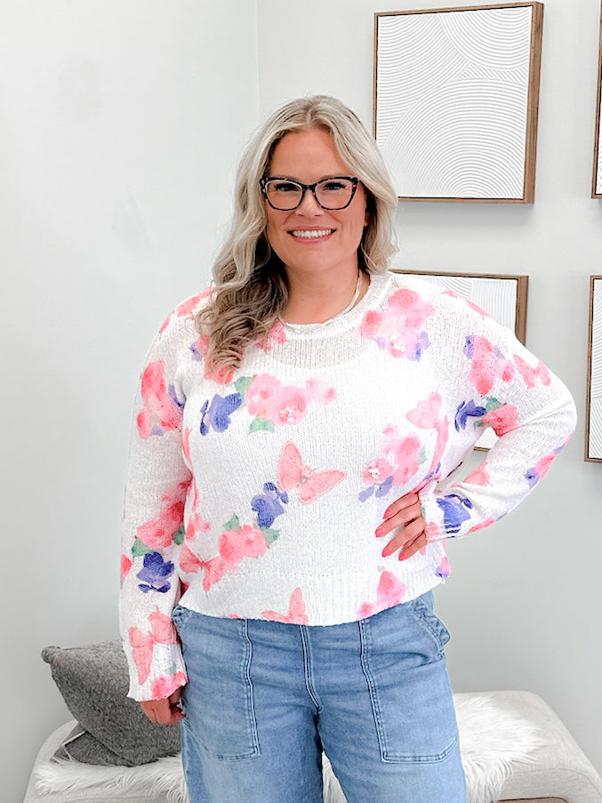 Meadow Sweater in Mixed Pink